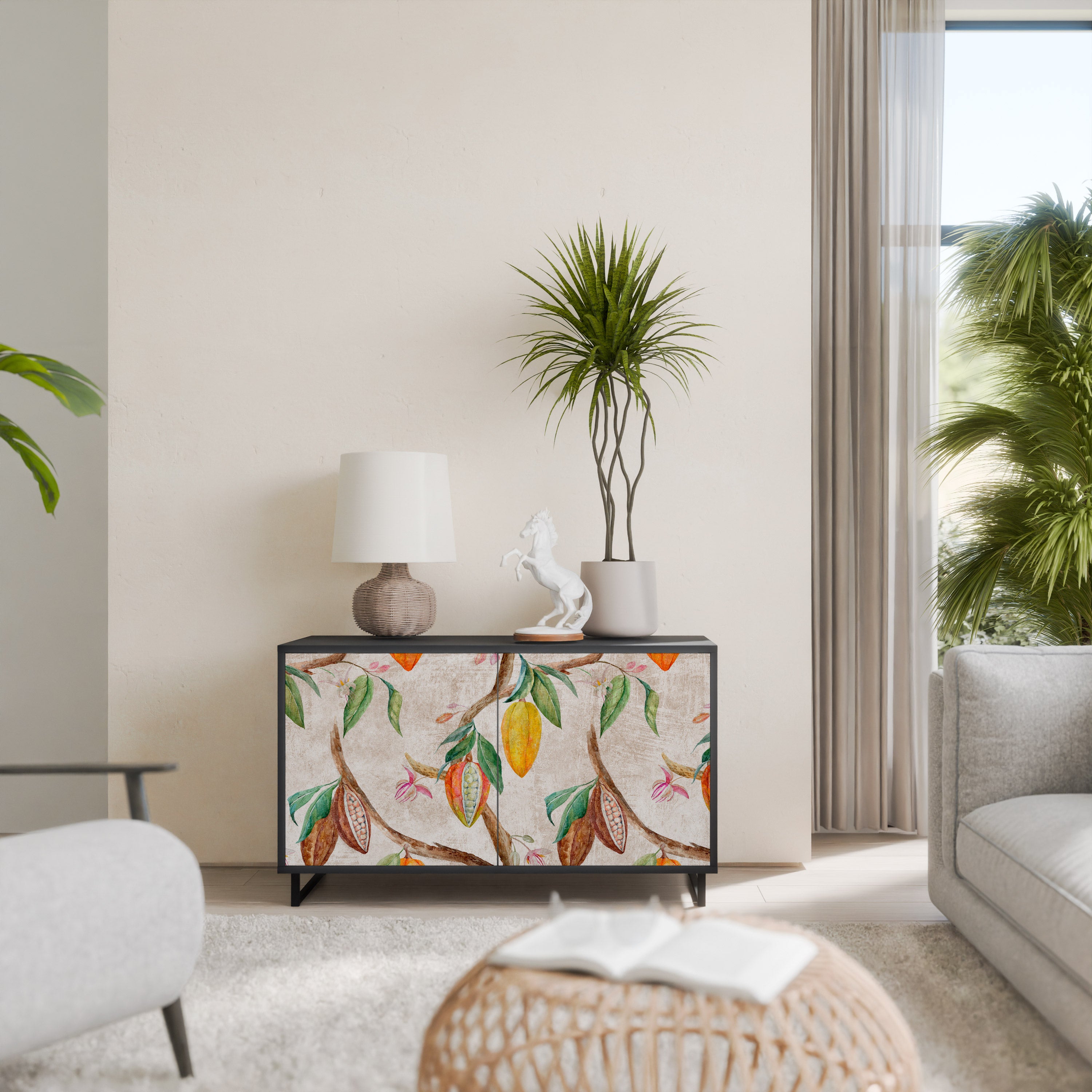 COCOA FRUITS 2-Door Sideboard in Black Finish