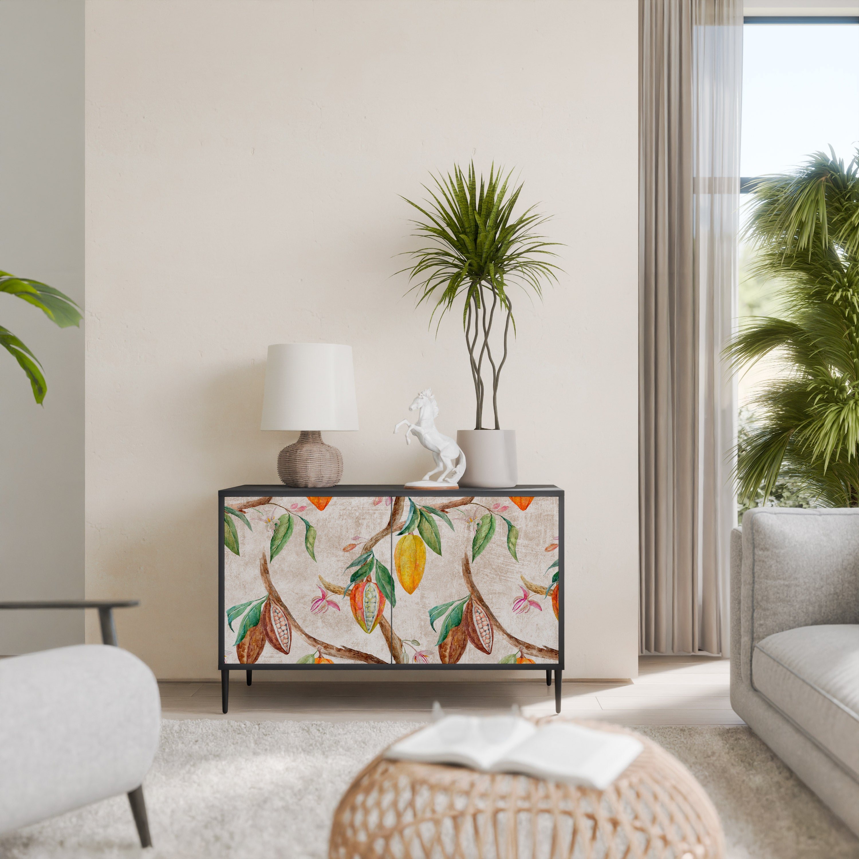 COCOA FRUITS 2-Door Sideboard in Black Finish