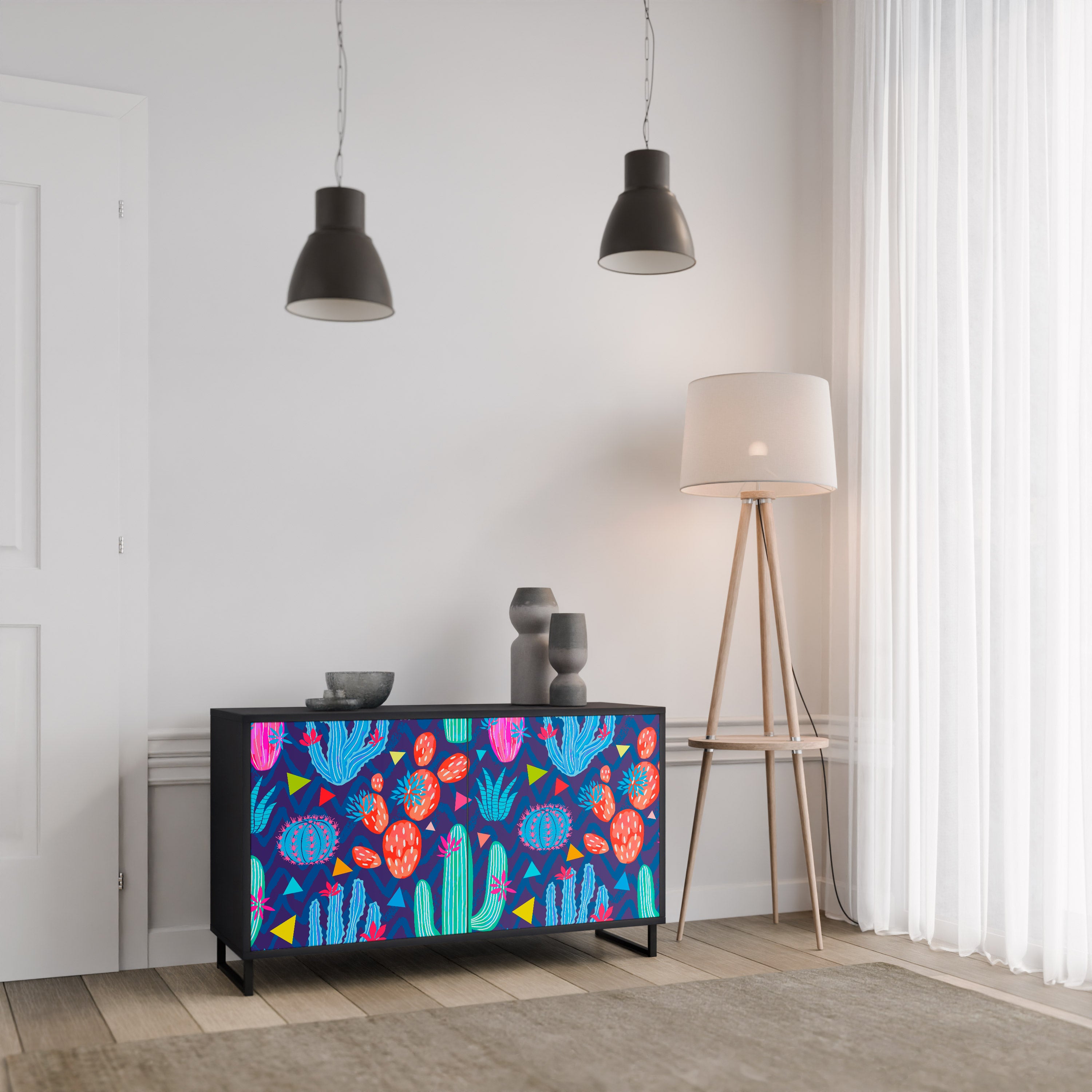 CACTUS VIBES 2-Door Sideboard in Black Finish