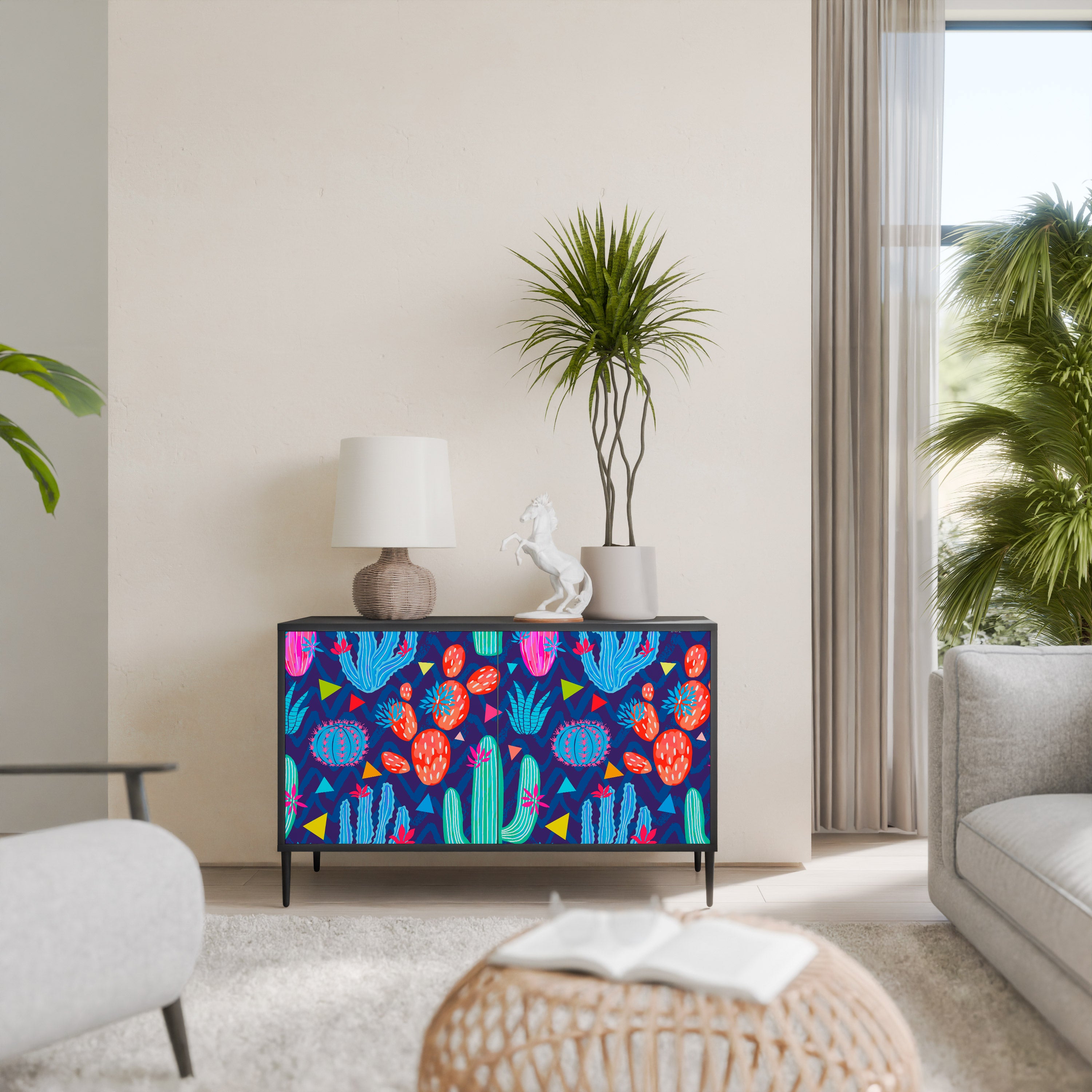 CACTUS VIBES 2-Door Sideboard in Black Finish