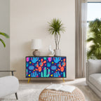 CACTUS VIBES Aparador de 2 Puertas en Acabado Negro