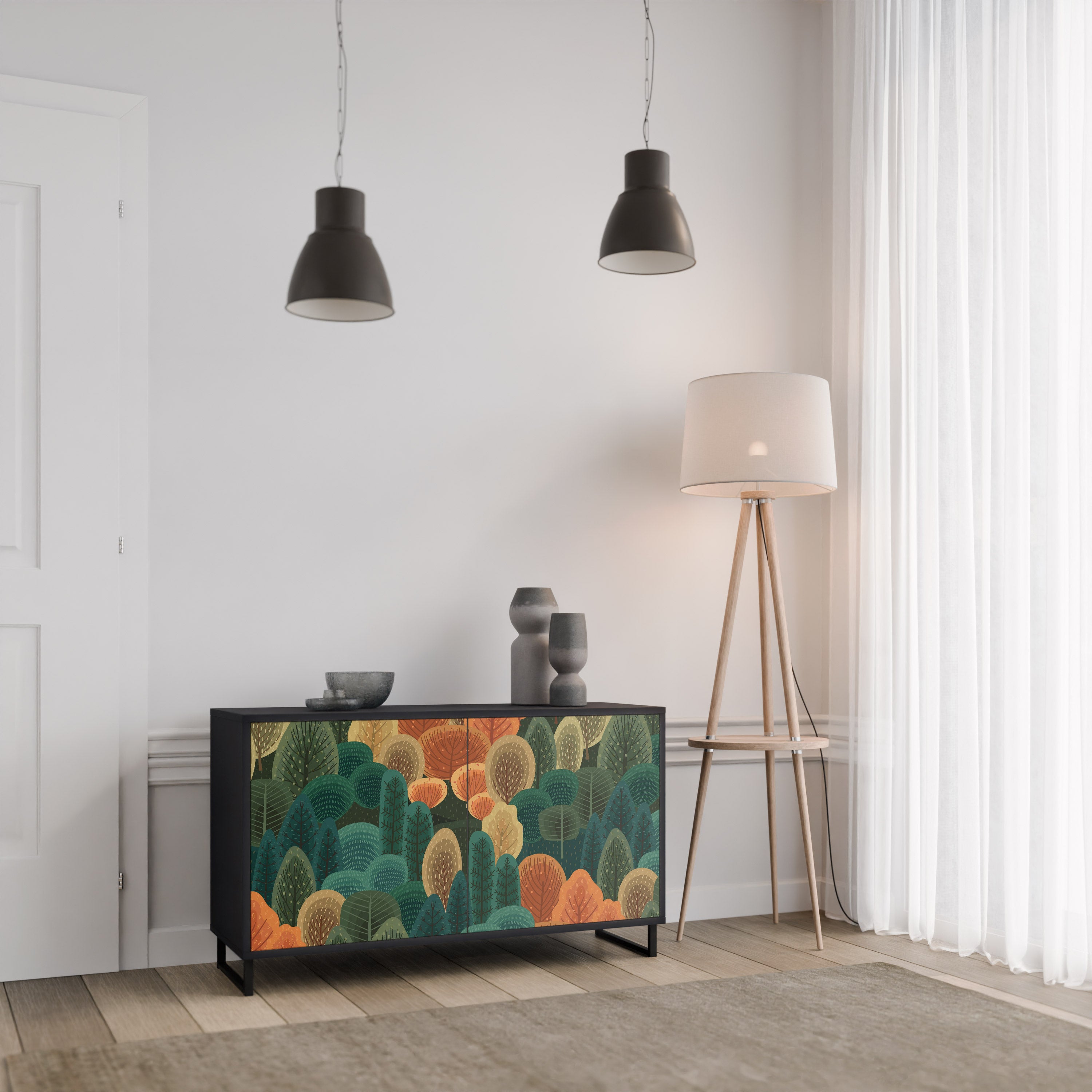 AUTUMN KALEIDOSCOPE 2-Door Sideboard in Black Finish