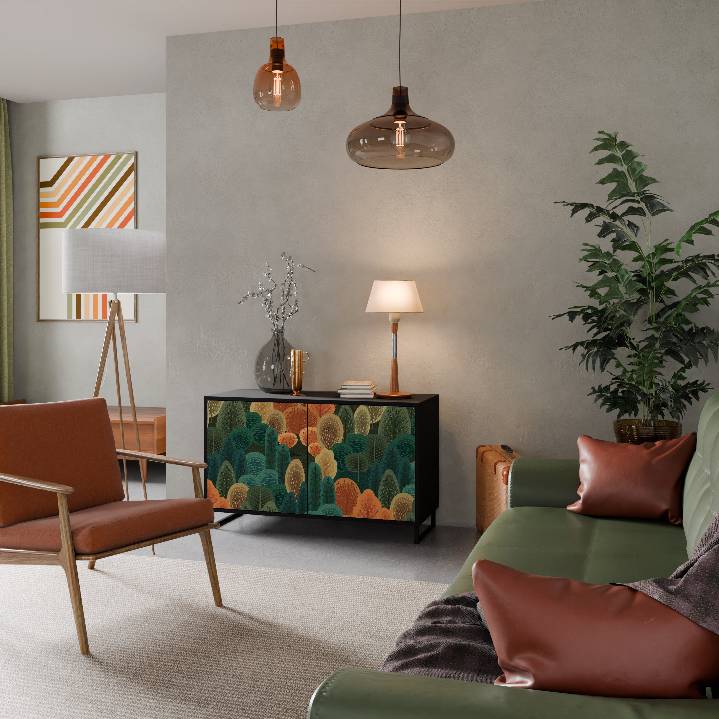 AUTUMN KALEIDOSCOPE 2-Door Sideboard in Black Finish