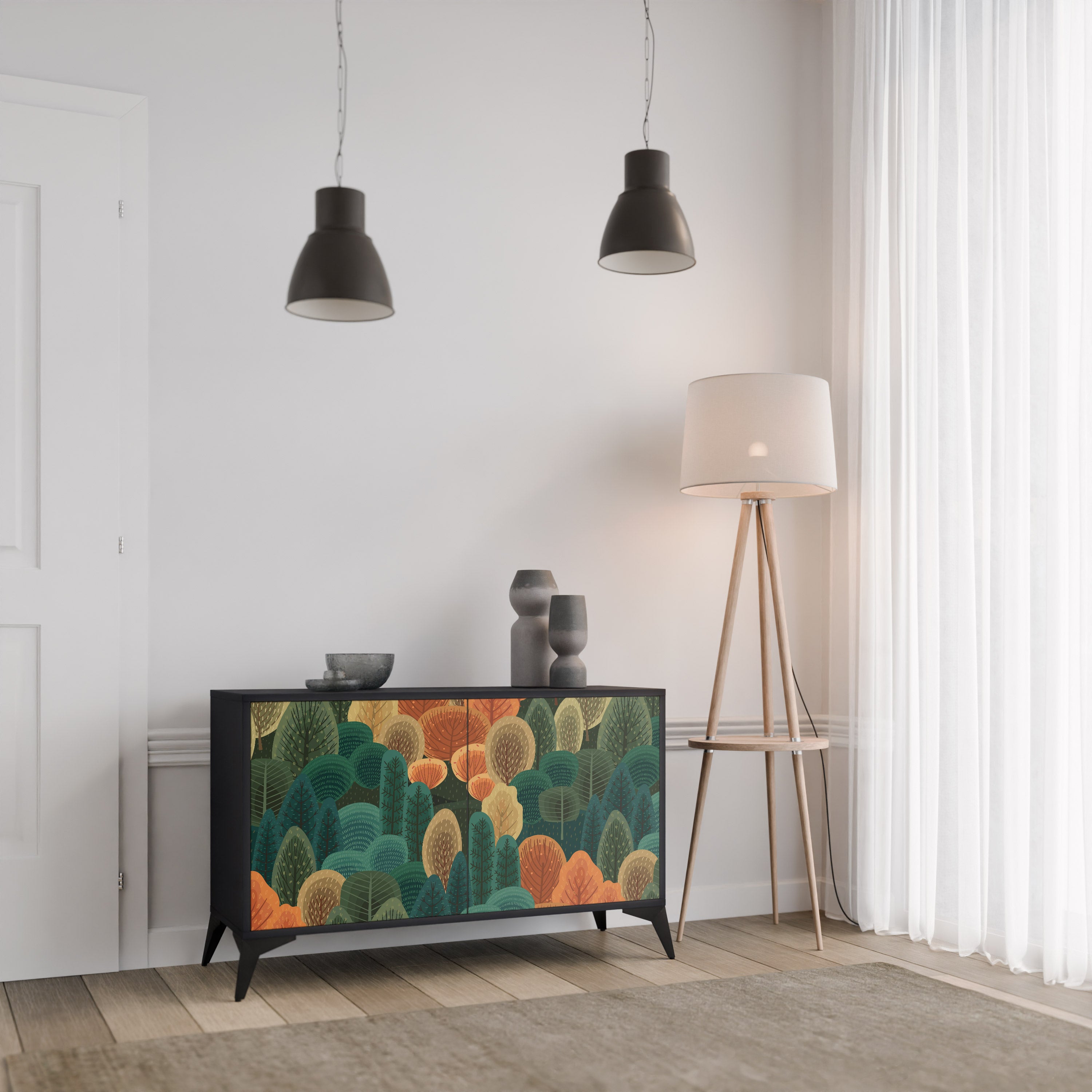 AUTUMN KALEIDOSCOPE 2-Door Sideboard in Black Finish