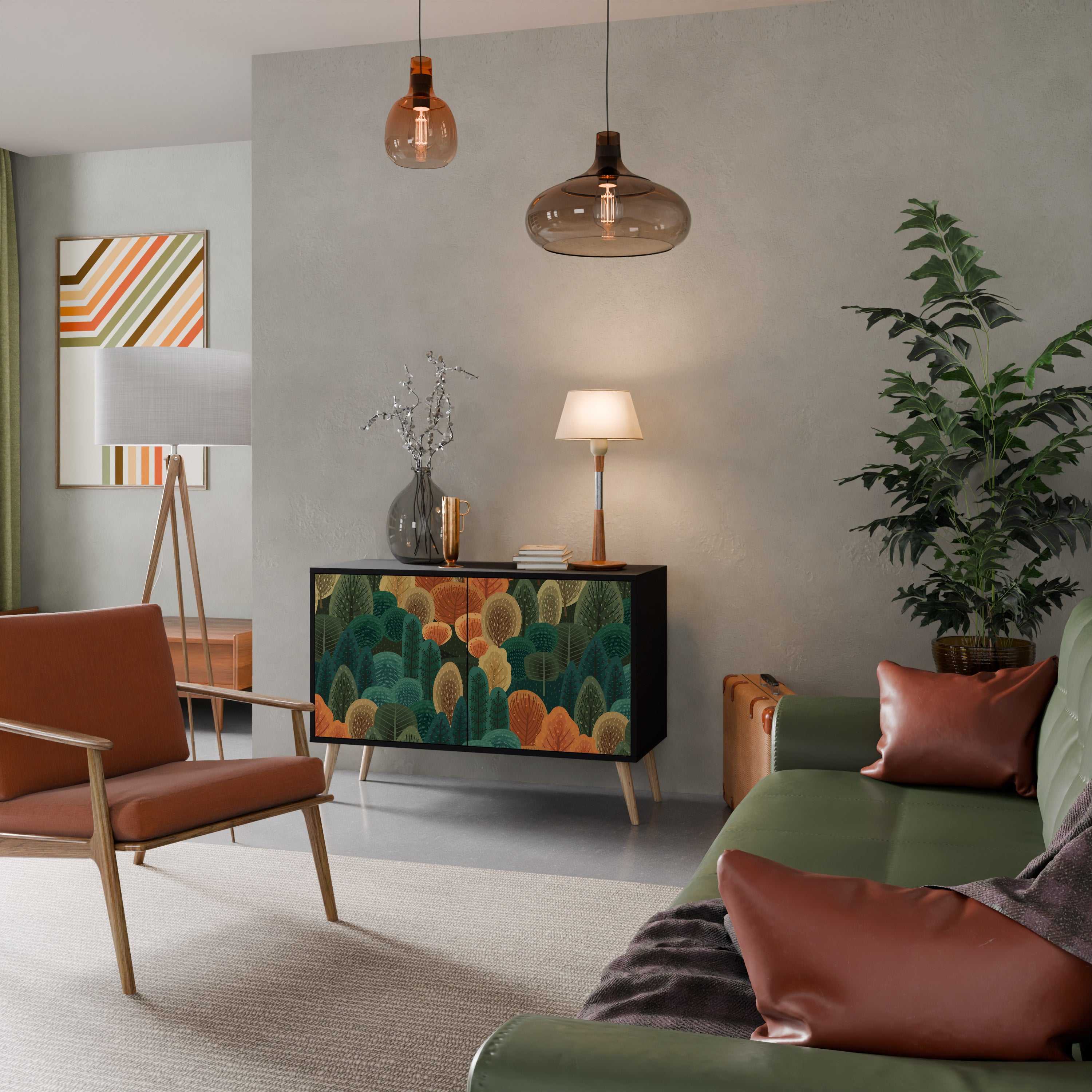 AUTUMN KALEIDOSCOPE 2-Door Sideboard in Black Finish