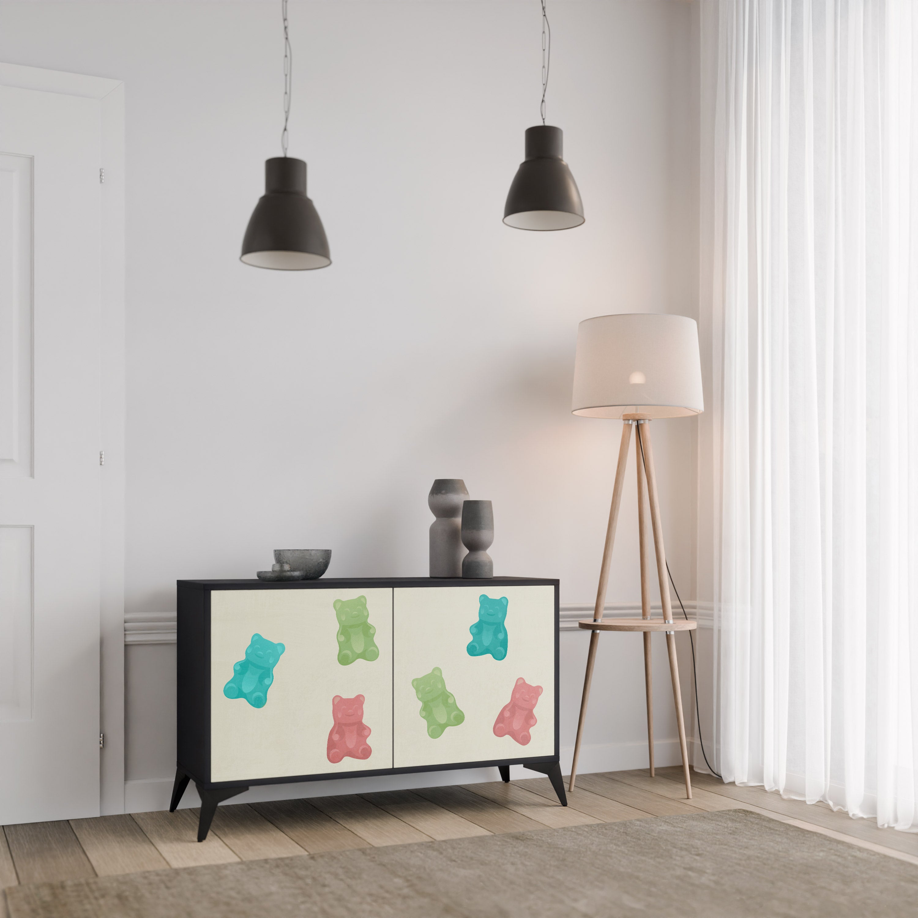 GUMMY BEARS 2-Door Sideboard in Black Finish