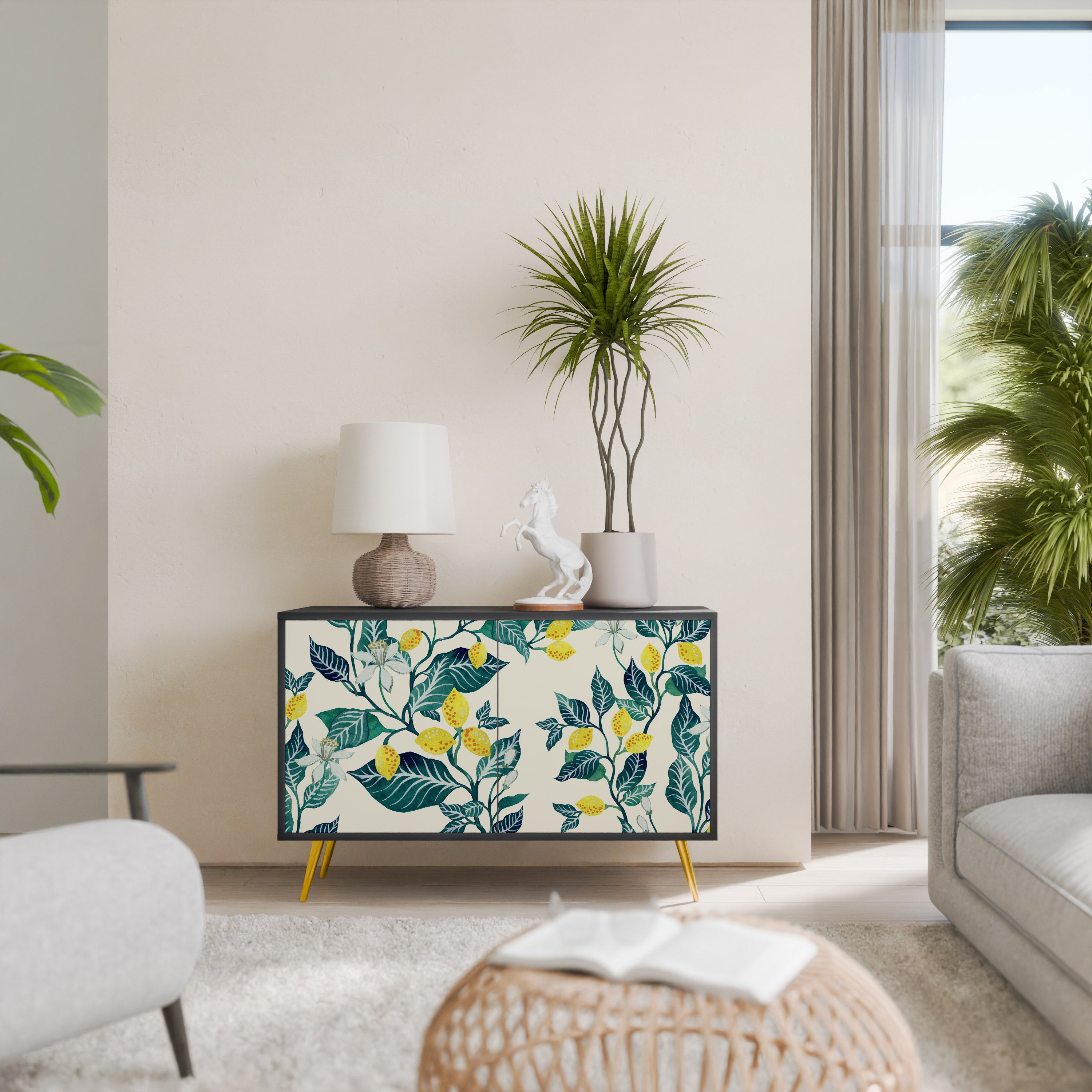 LEMON TREE 2-Door Sideboard in Black Finish