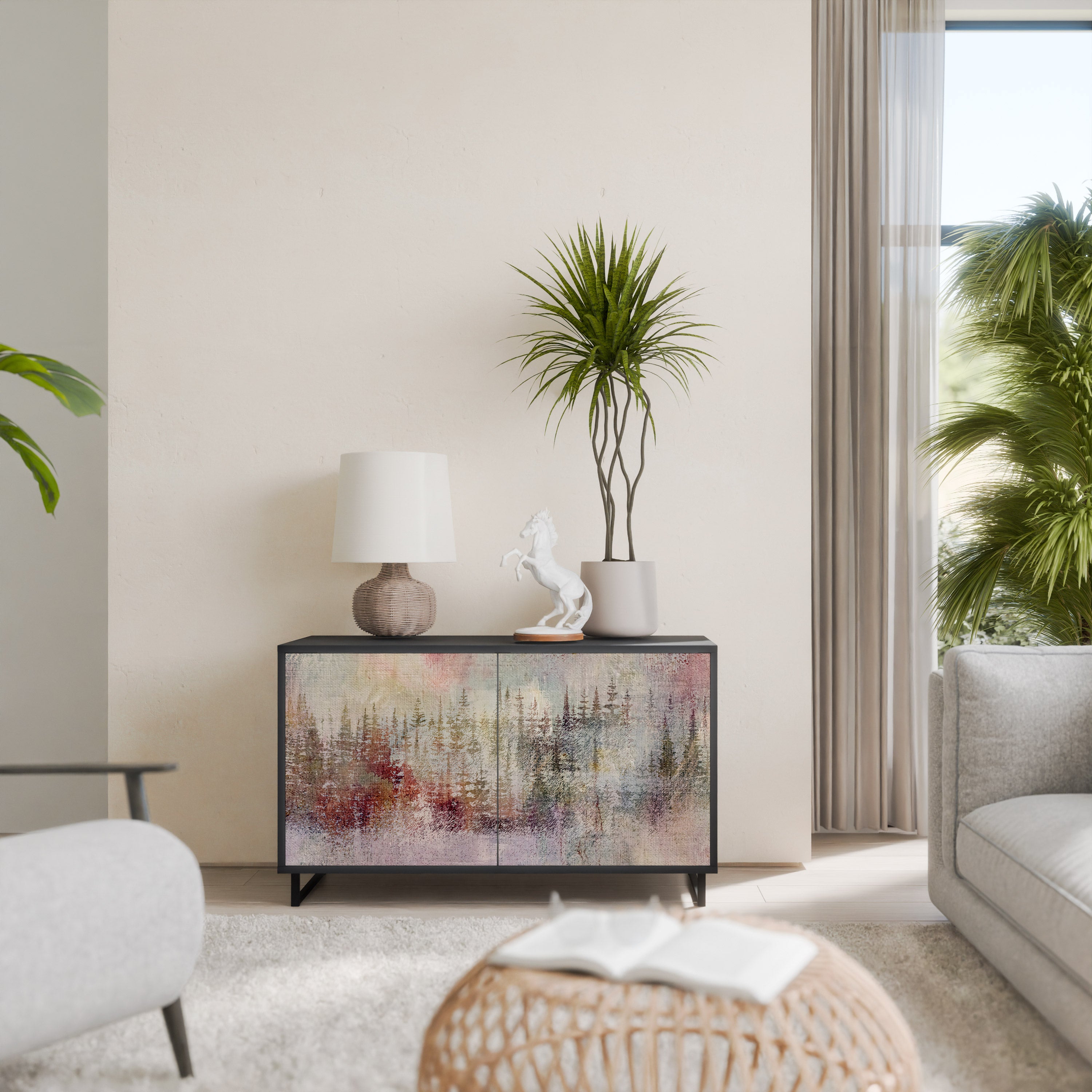 VEILED SUMMIT 2-Door Sideboard in Black Finish