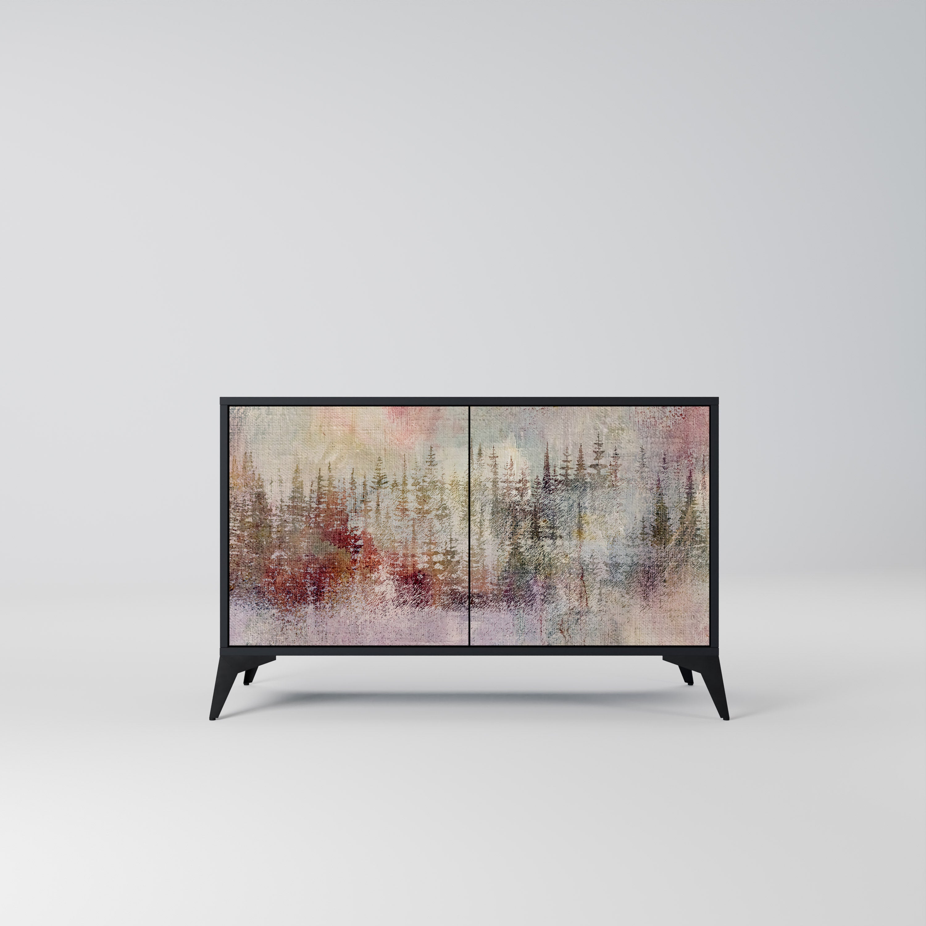 VEILED SUMMIT 2-Door Sideboard in Black Finish