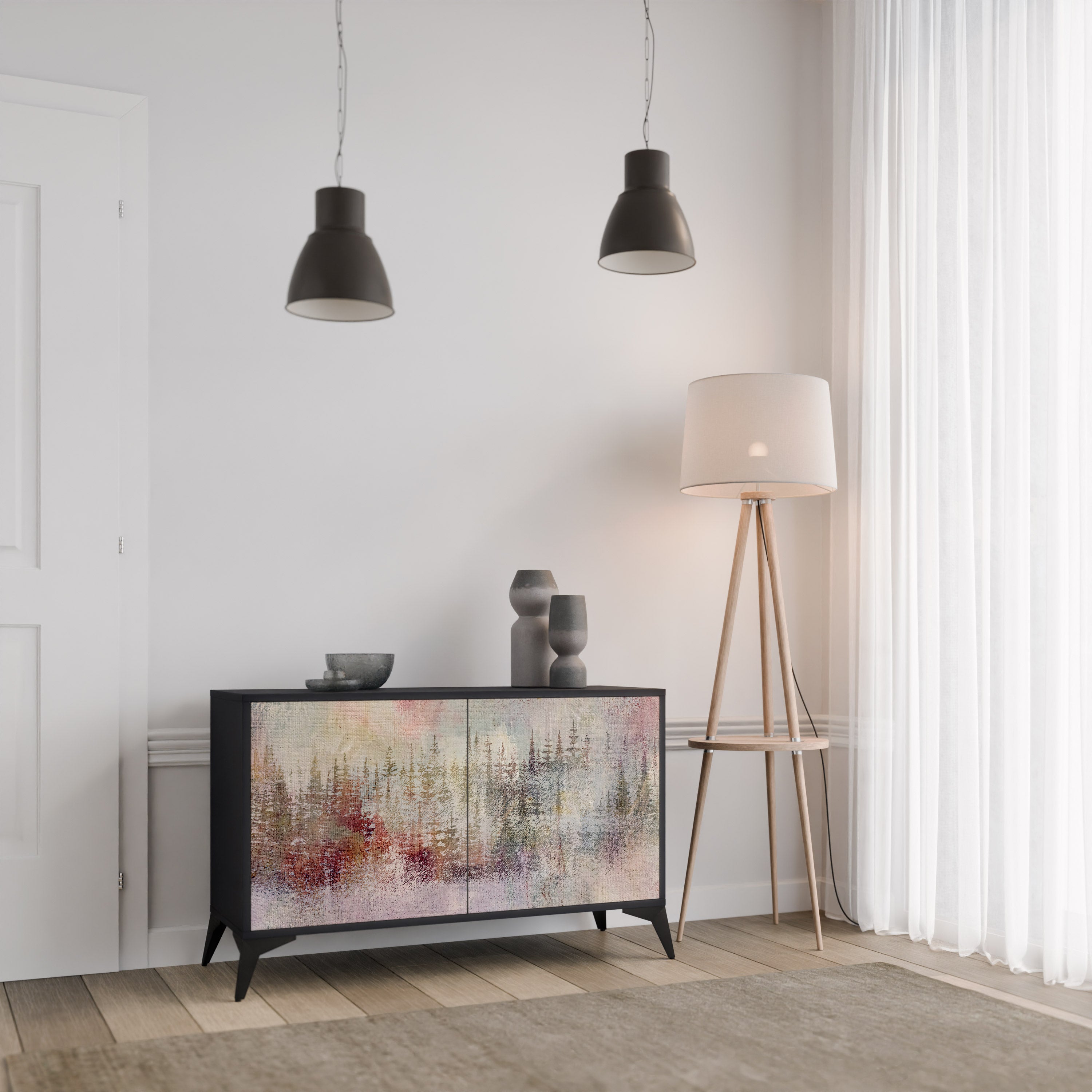 VEILED SUMMIT 2-Door Sideboard in Black Finish