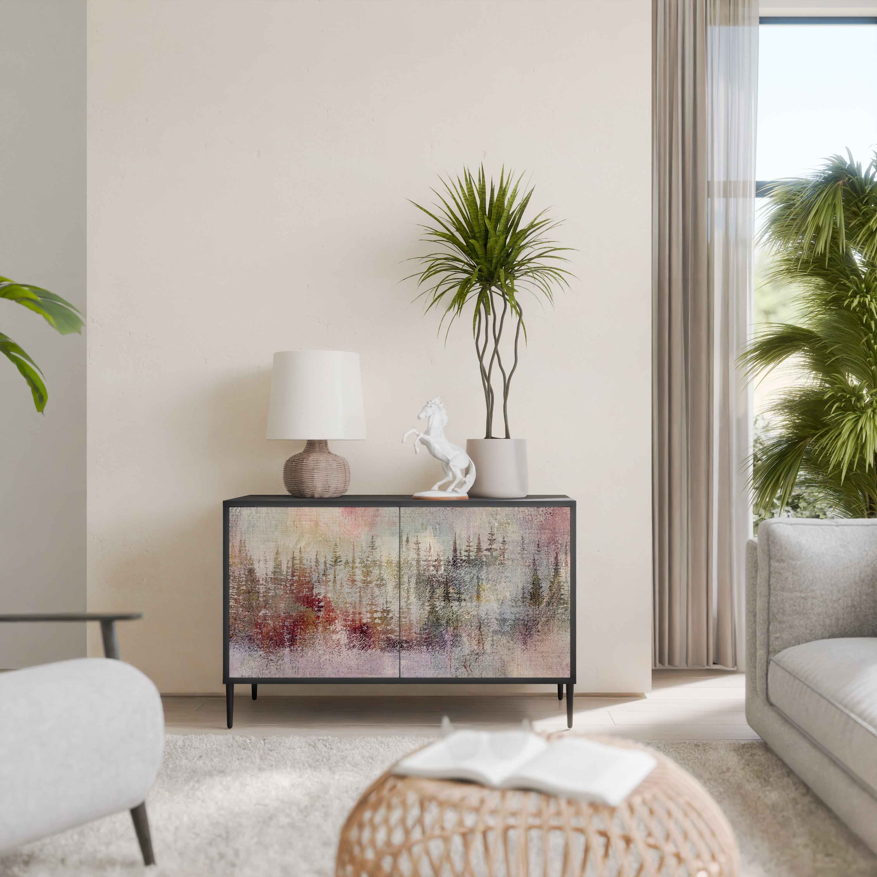 VEILED SUMMIT 2-Door Sideboard in Black Finish