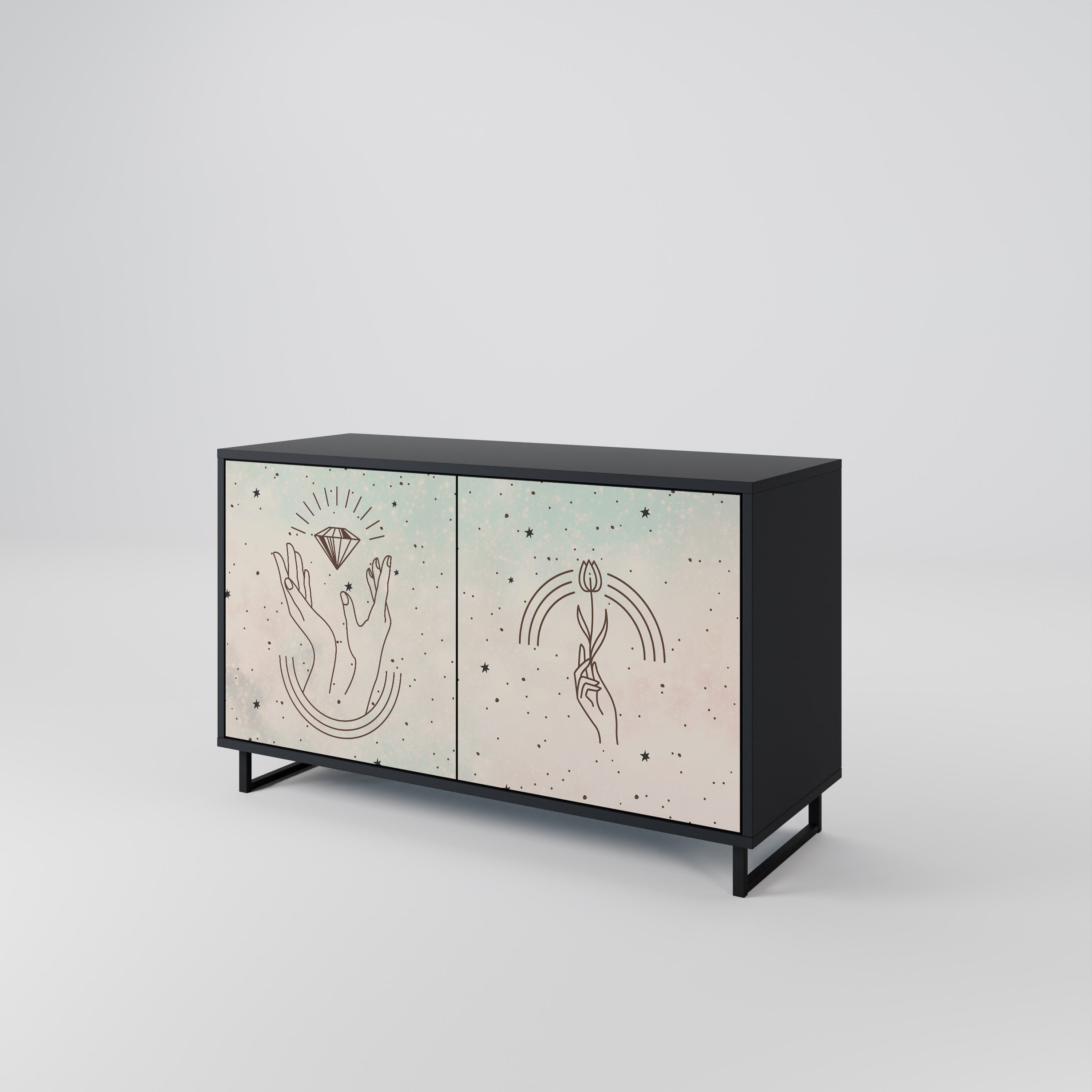 DELICATE BEAUTY 2-Door Sideboard in Black Finish