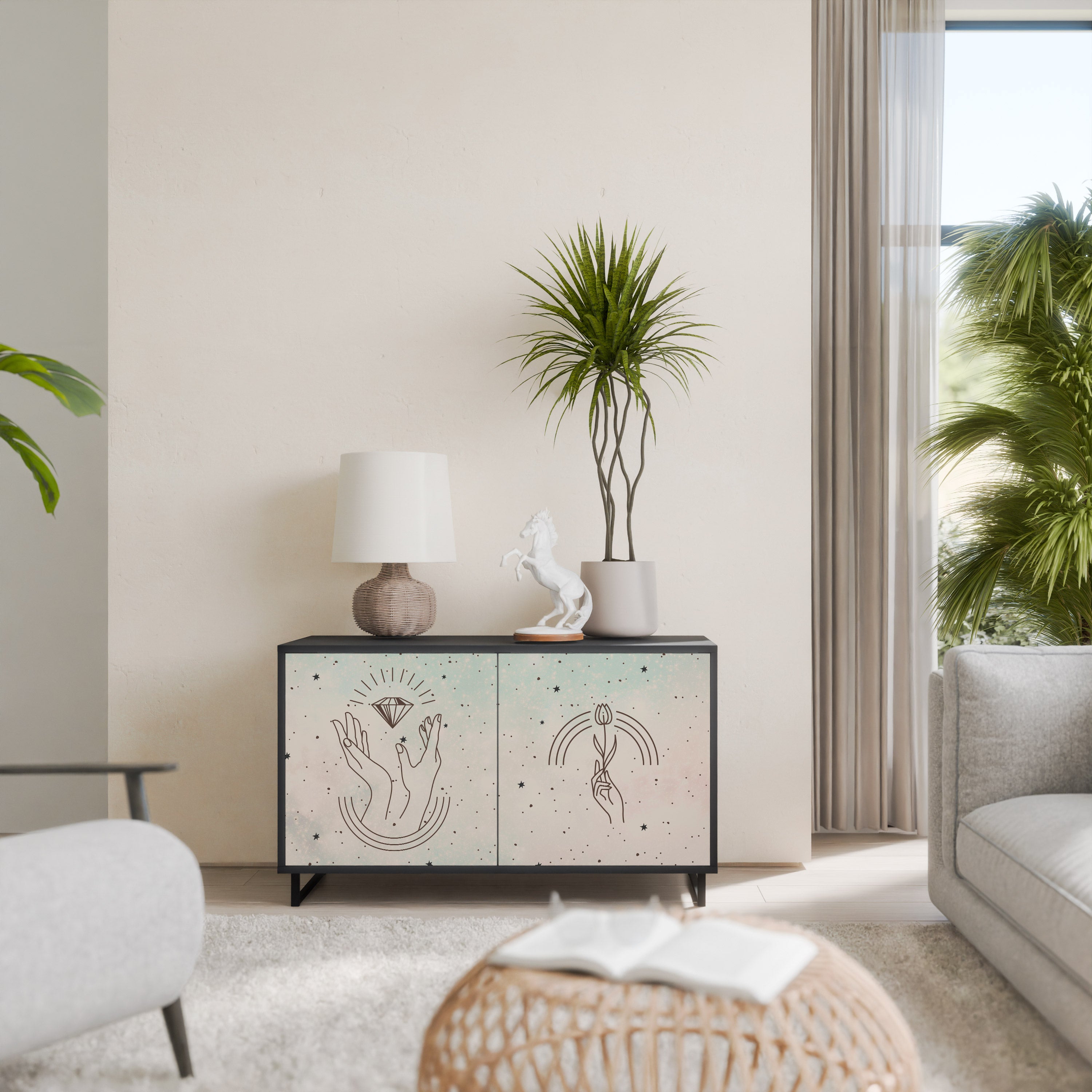 DELICATE BEAUTY 2-Door Sideboard in Black Finish
