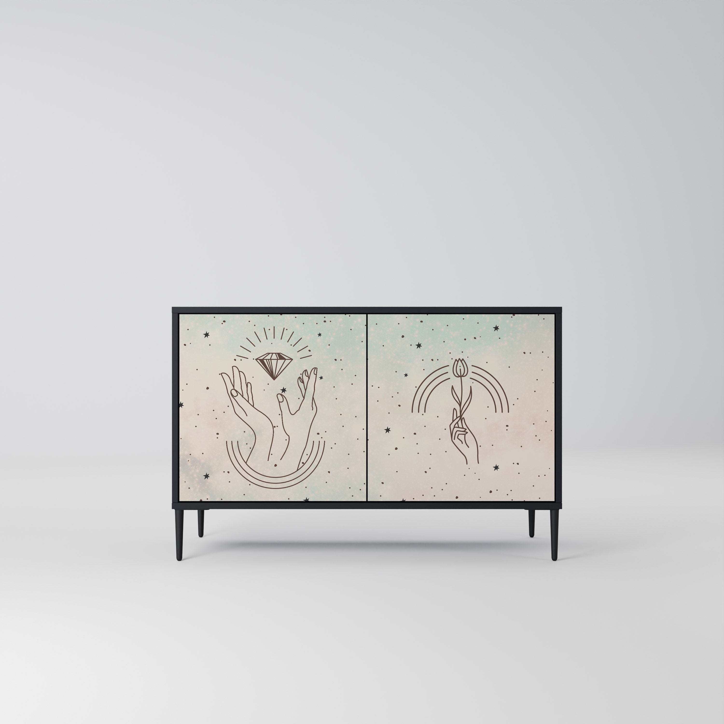 DELICATE BEAUTY 2-Door Sideboard in Black Finish