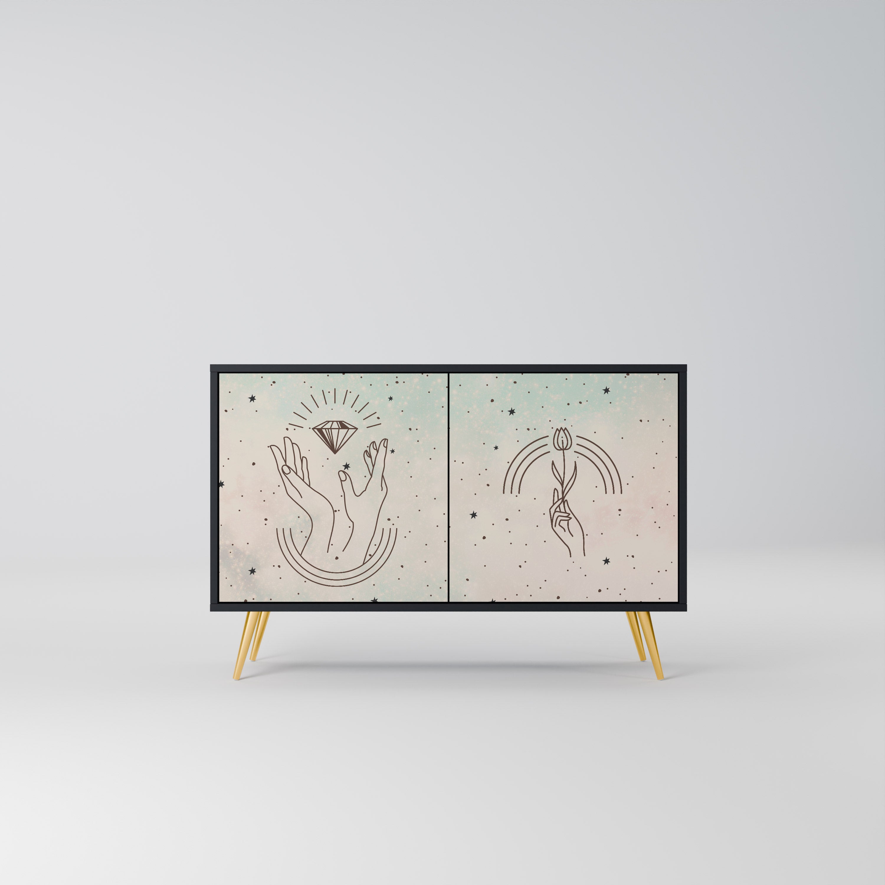 DELICATE BEAUTY 2-Door Sideboard in Black Finish