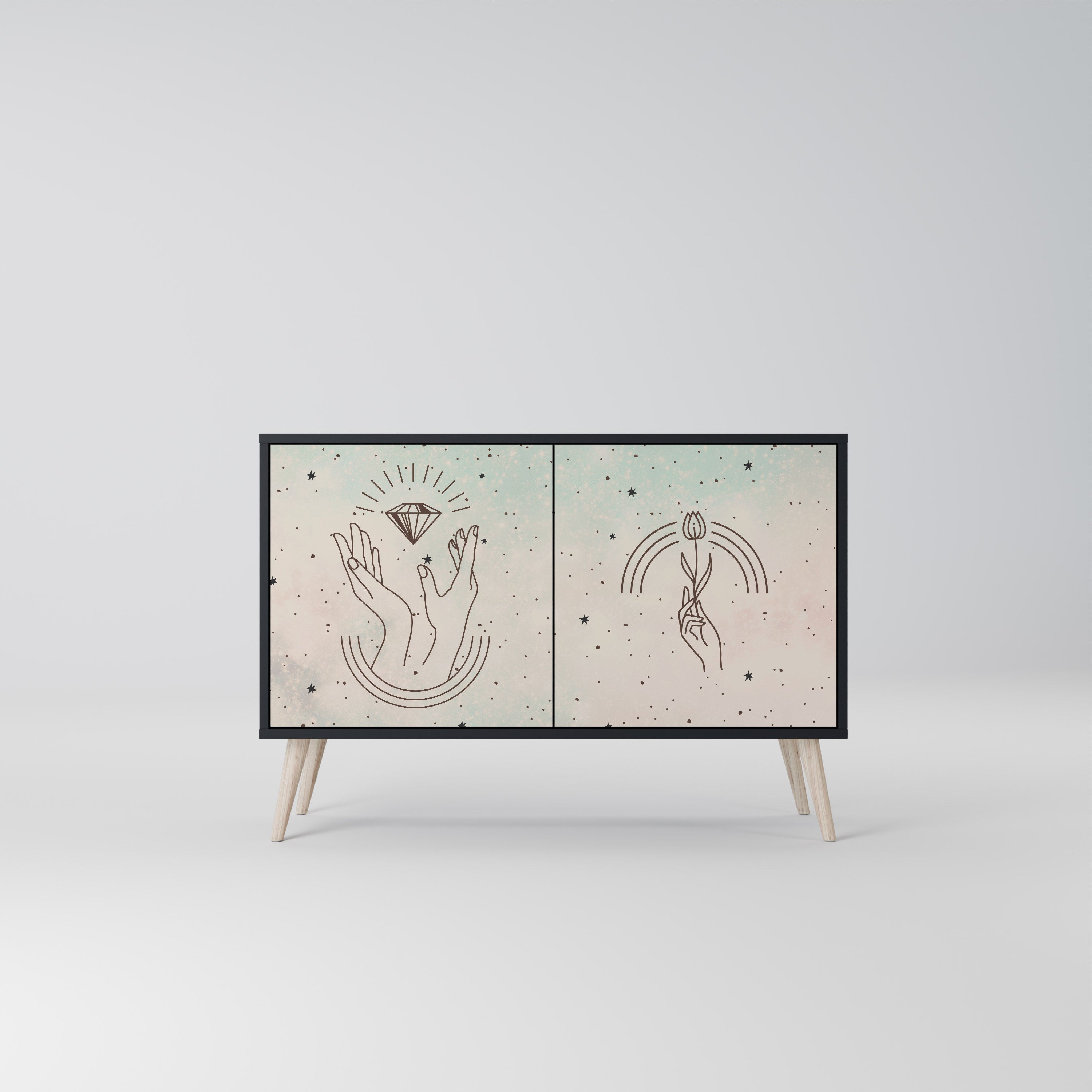 DELICATE BEAUTY 2-Door Sideboard in Black Finish