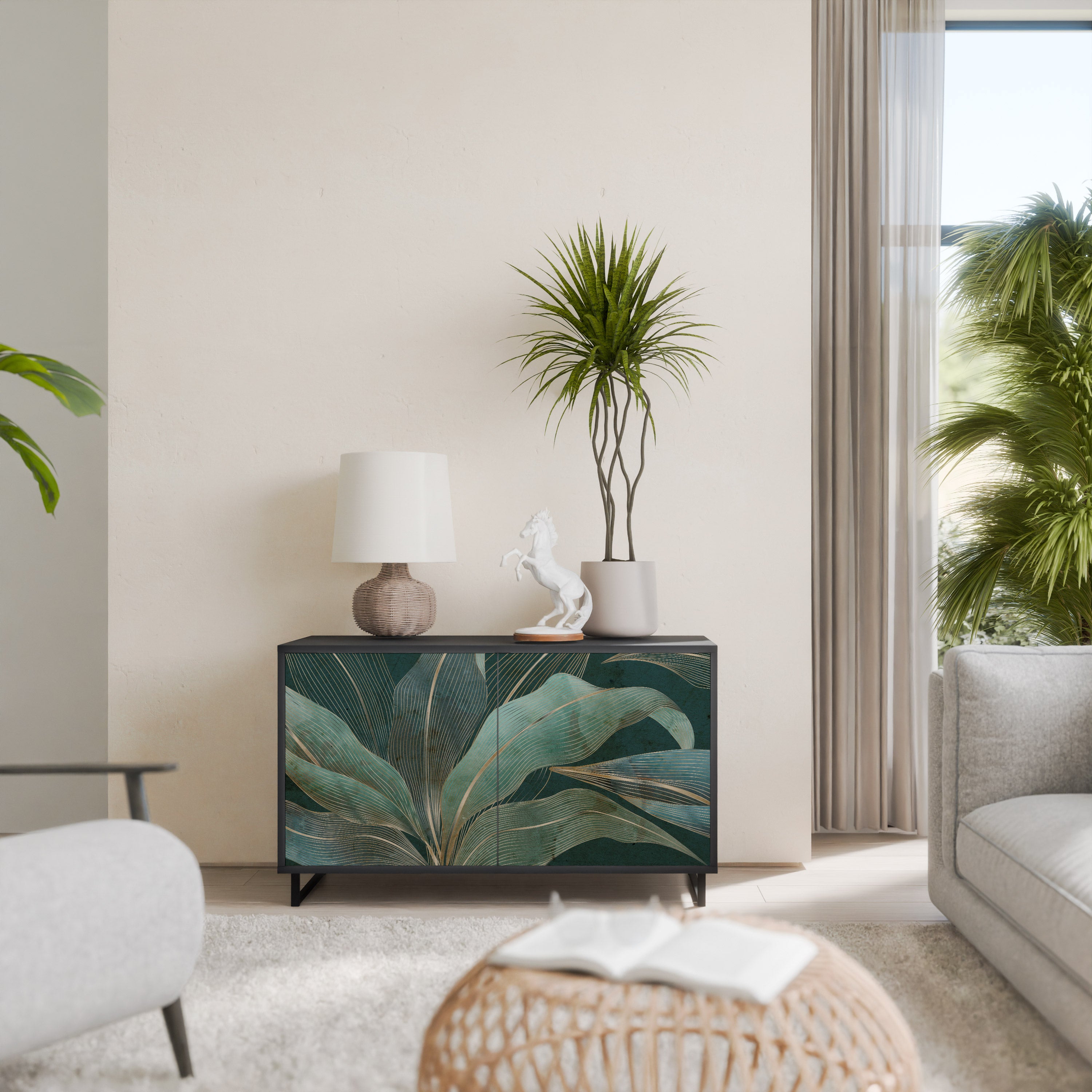 ROYAL GREEN 2-Door Sideboard in Black Finish