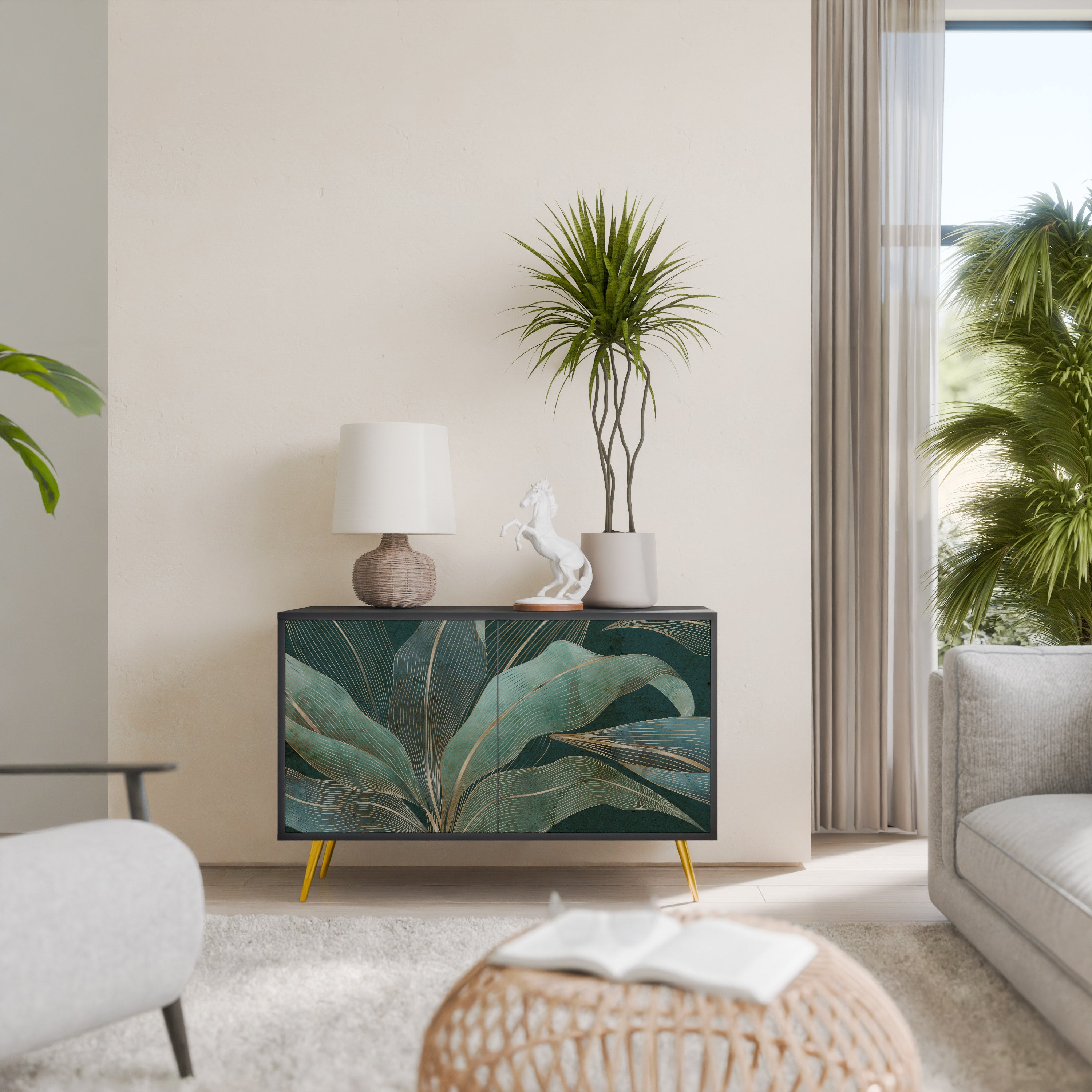 ROYAL GREEN 2-Door Sideboard in Black Finish