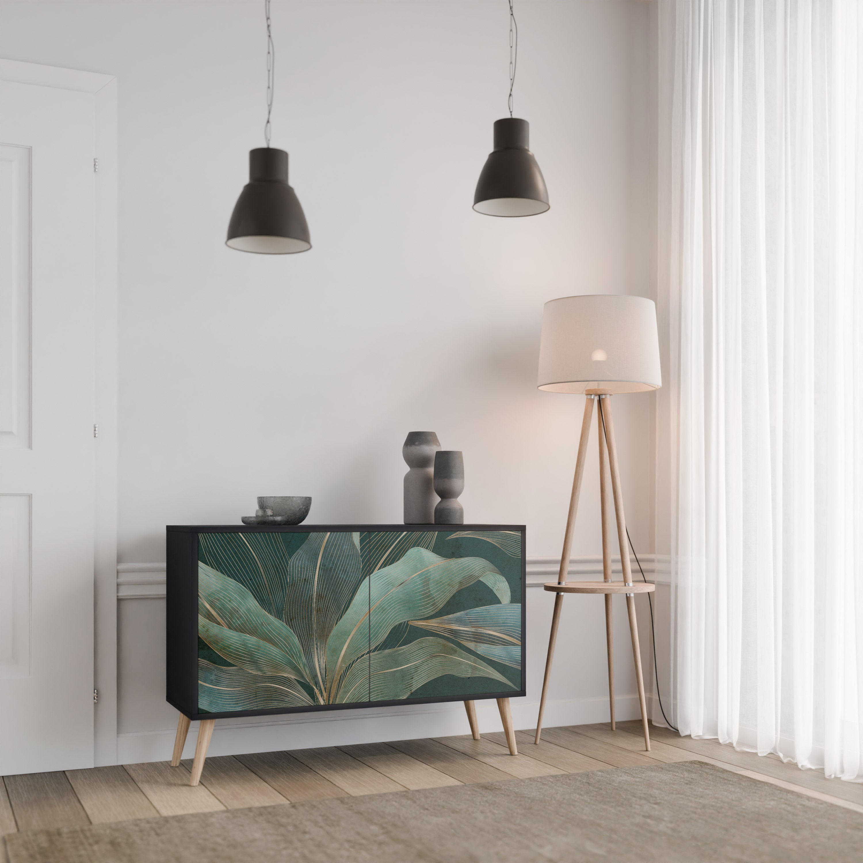 ROYAL GREEN 2-Door Sideboard in Black Finish