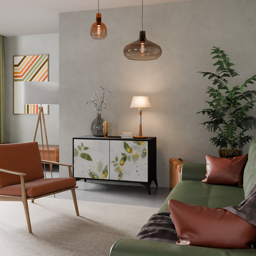 ELEGANT BOTANICS 2-Door Sideboard in Black Finish