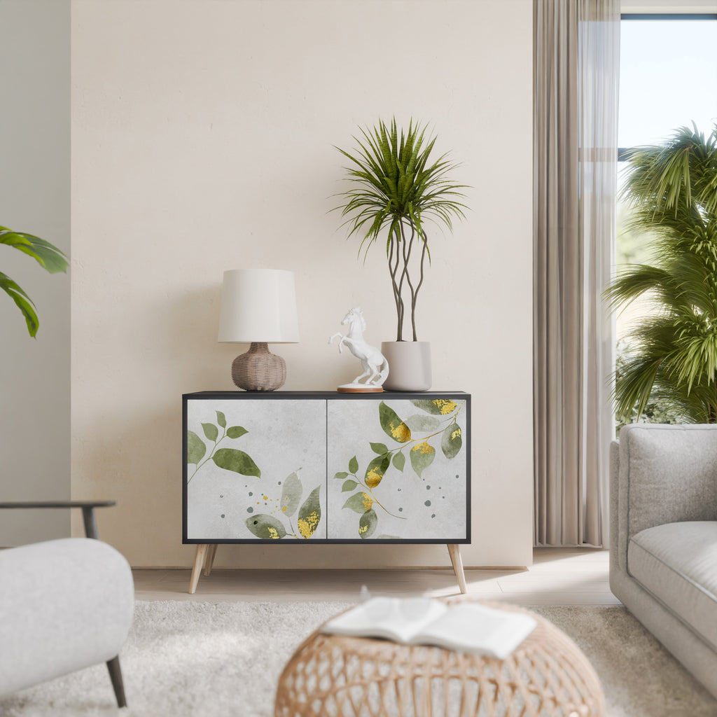 ELEGANT BOTANICS 2-Door Sideboard in Black Finish