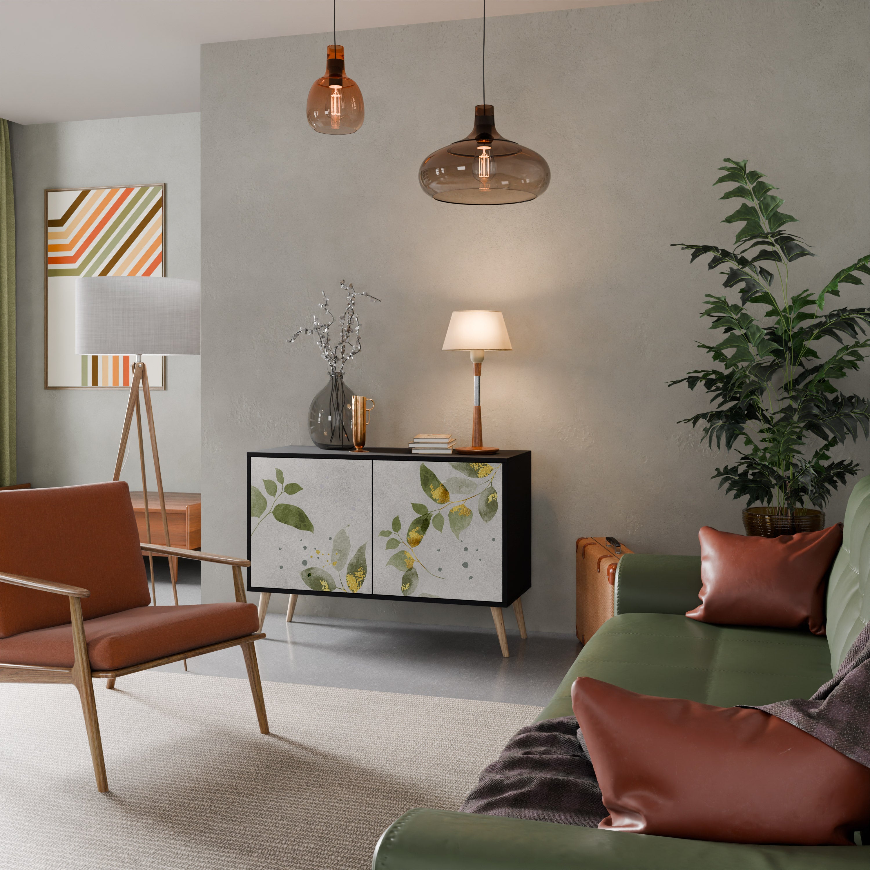 ELEGANT BOTANICS 2-Door Sideboard in Black Finish