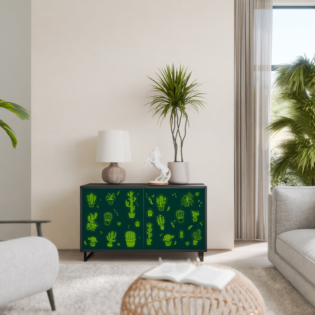 DESERT GREEN 2-Door Sideboard in Black Finish