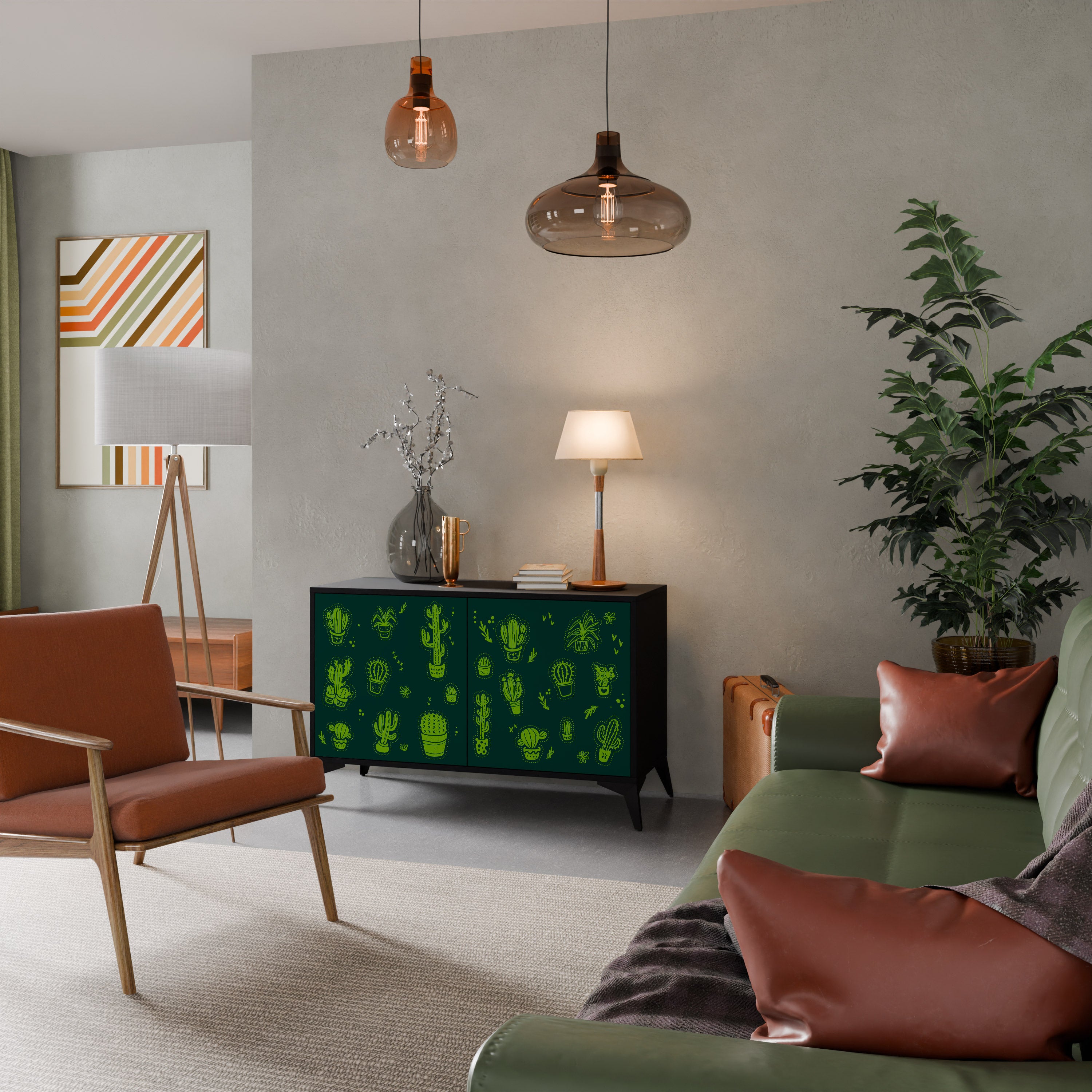 DESERT GREEN 2-Door Sideboard in Black Finish