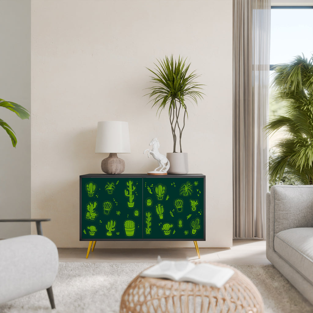 DESERT GREEN 2-Door Sideboard in Black Finish