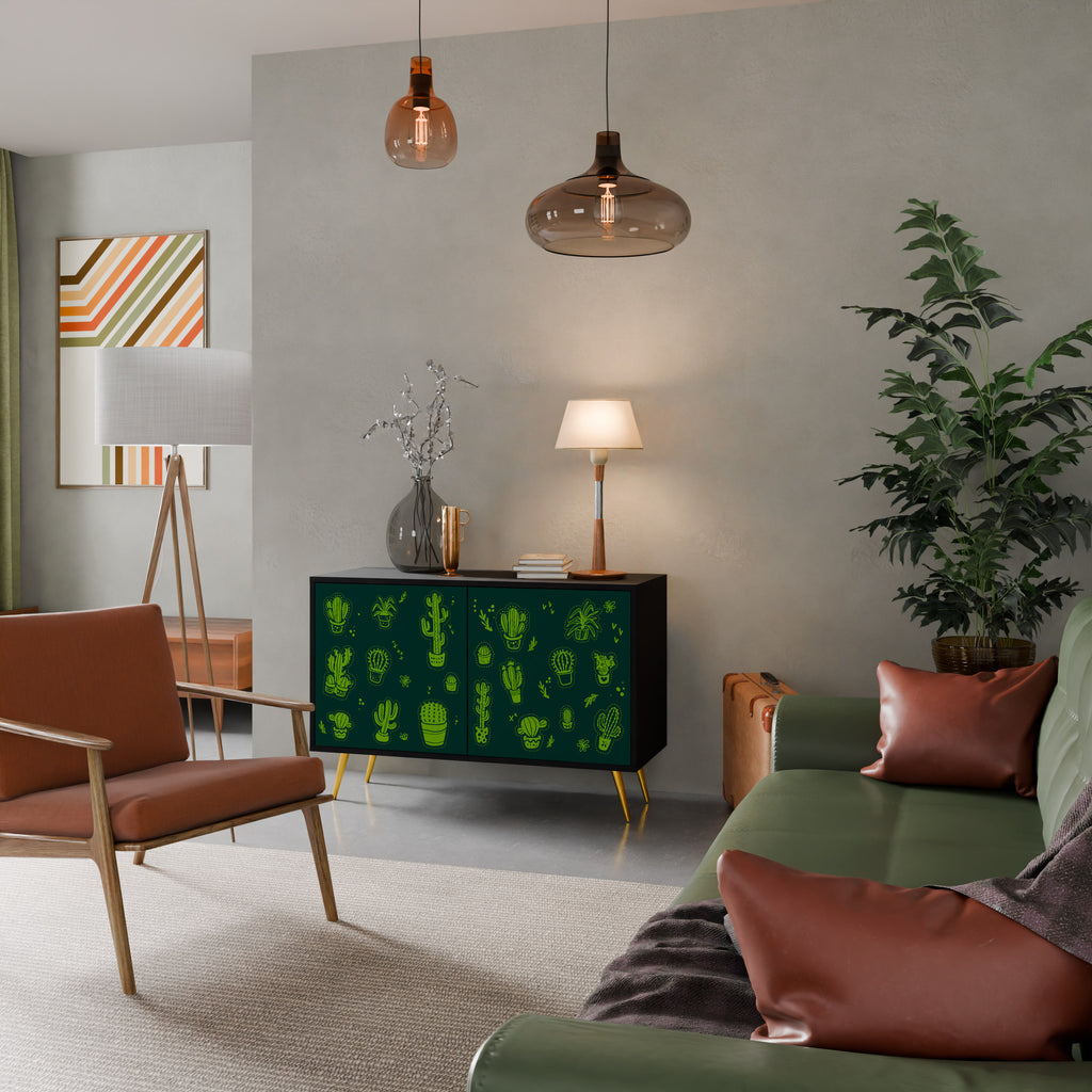 DESERT GREEN 2-Door Sideboard in Black Finish