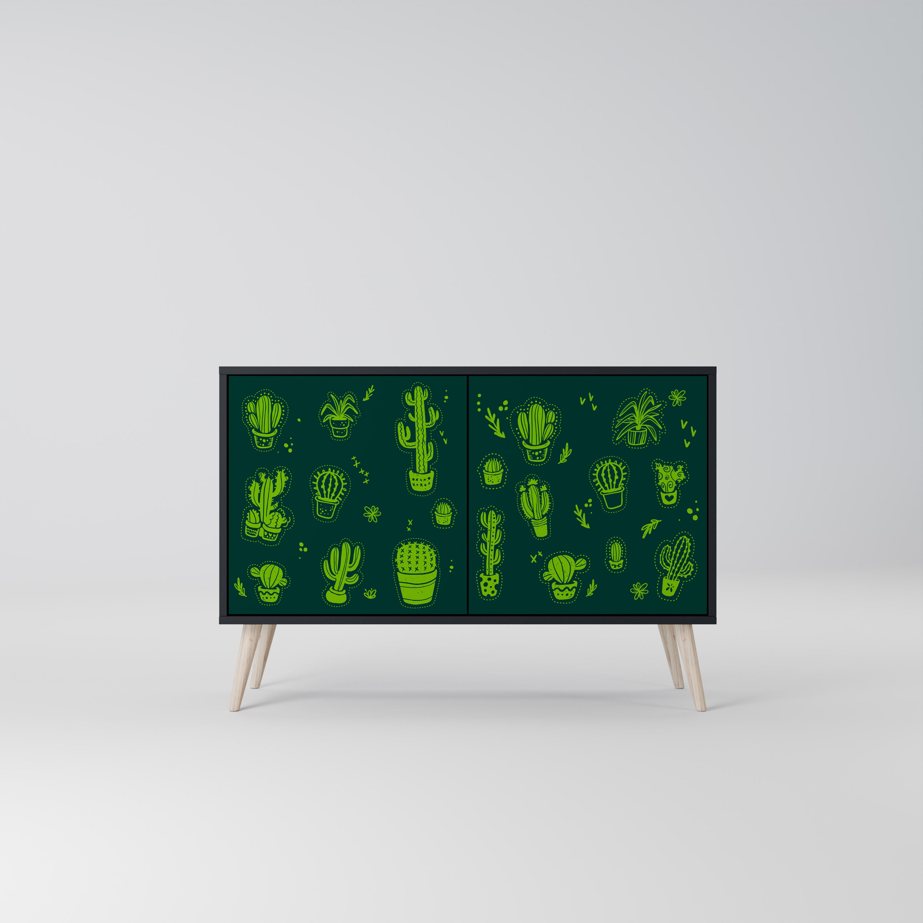 DESERT GREEN 2-Door Sideboard in Black Finish