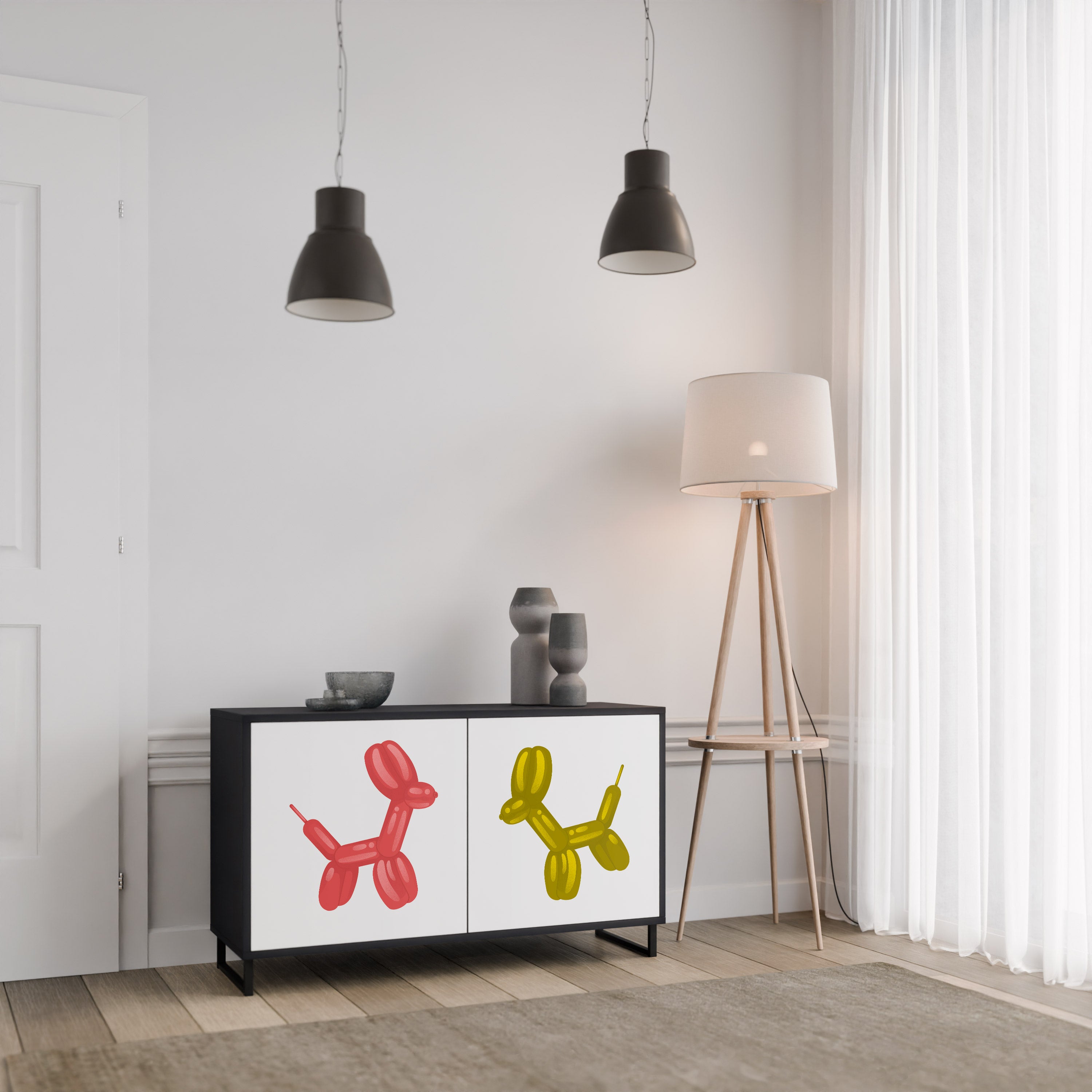 CHILDHOOD MEMORY 2-Door Sideboard in Black Finish