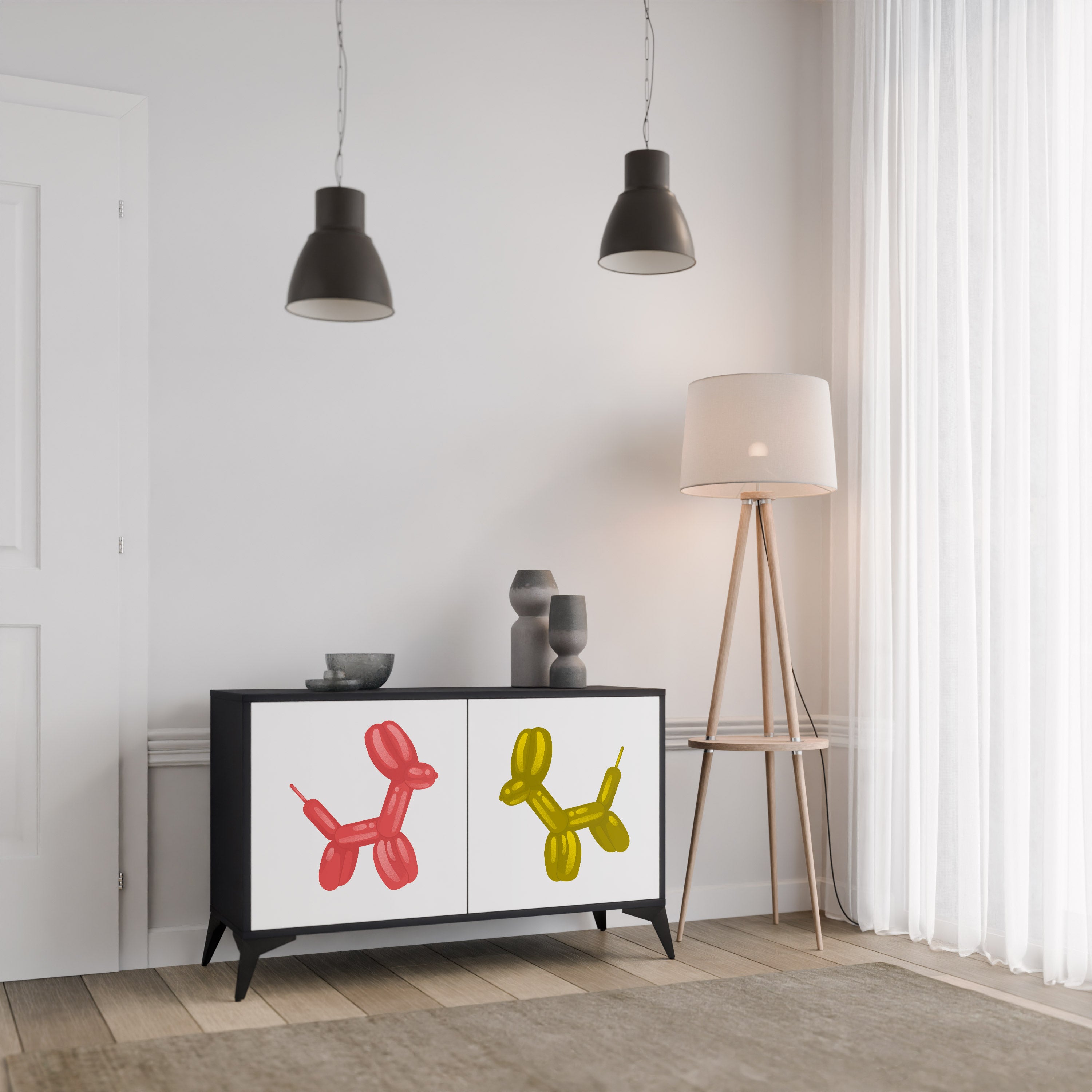 CHILDHOOD MEMORY 2-Door Sideboard in Black Finish