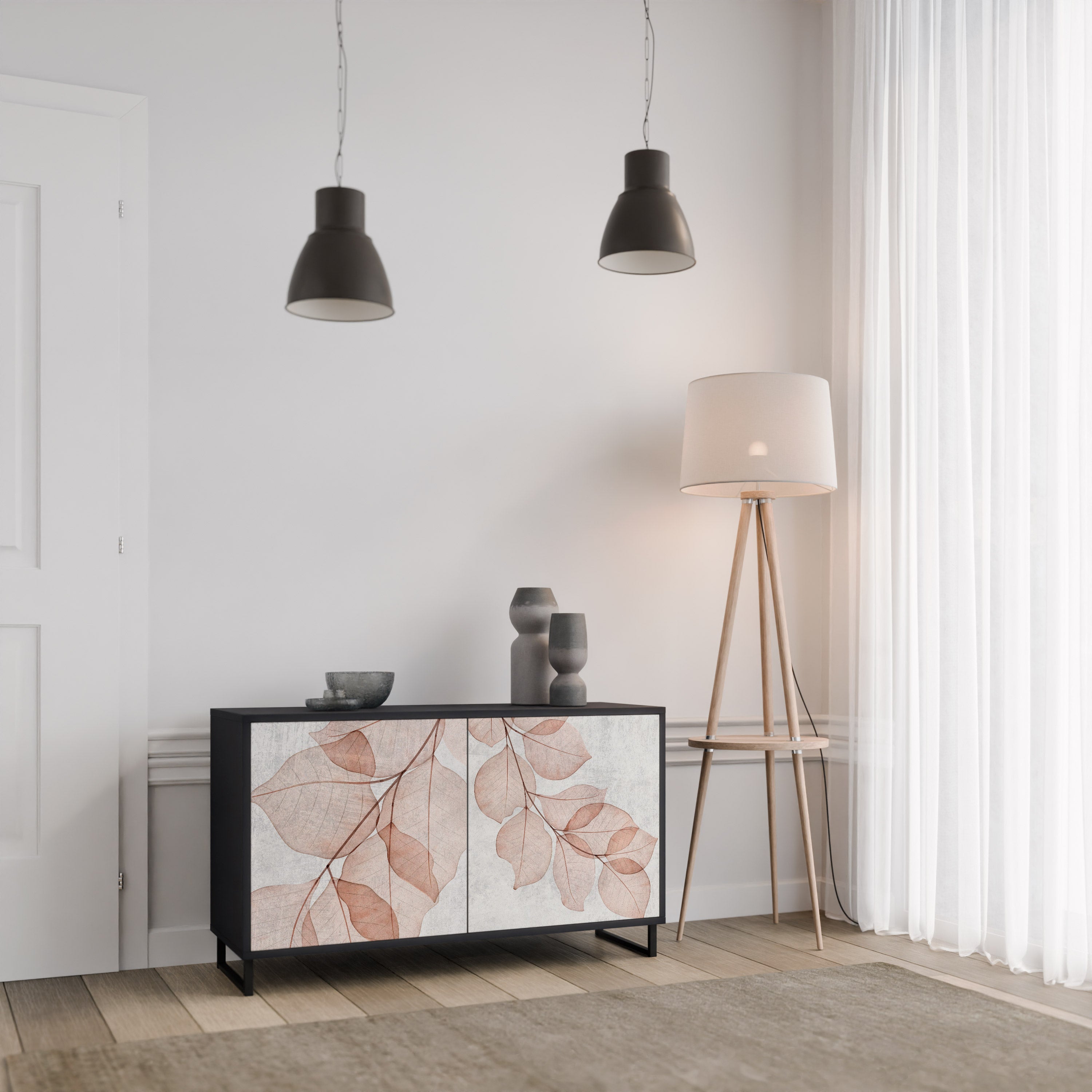 AUTUMN FRAGILITY 2-Door Sideboard in Black Finish