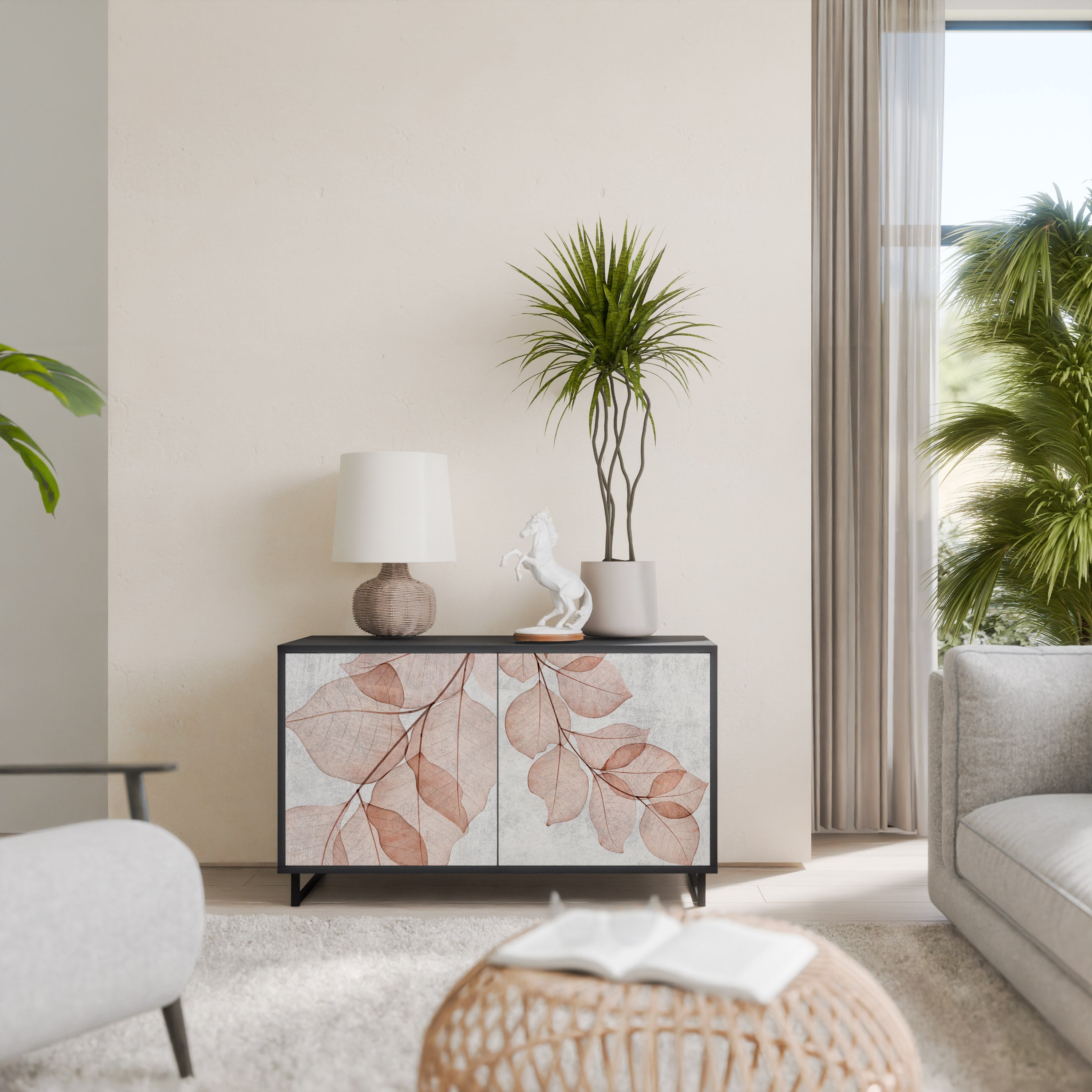 AUTUMN FRAGILITY 2-Door Sideboard in Black Finish