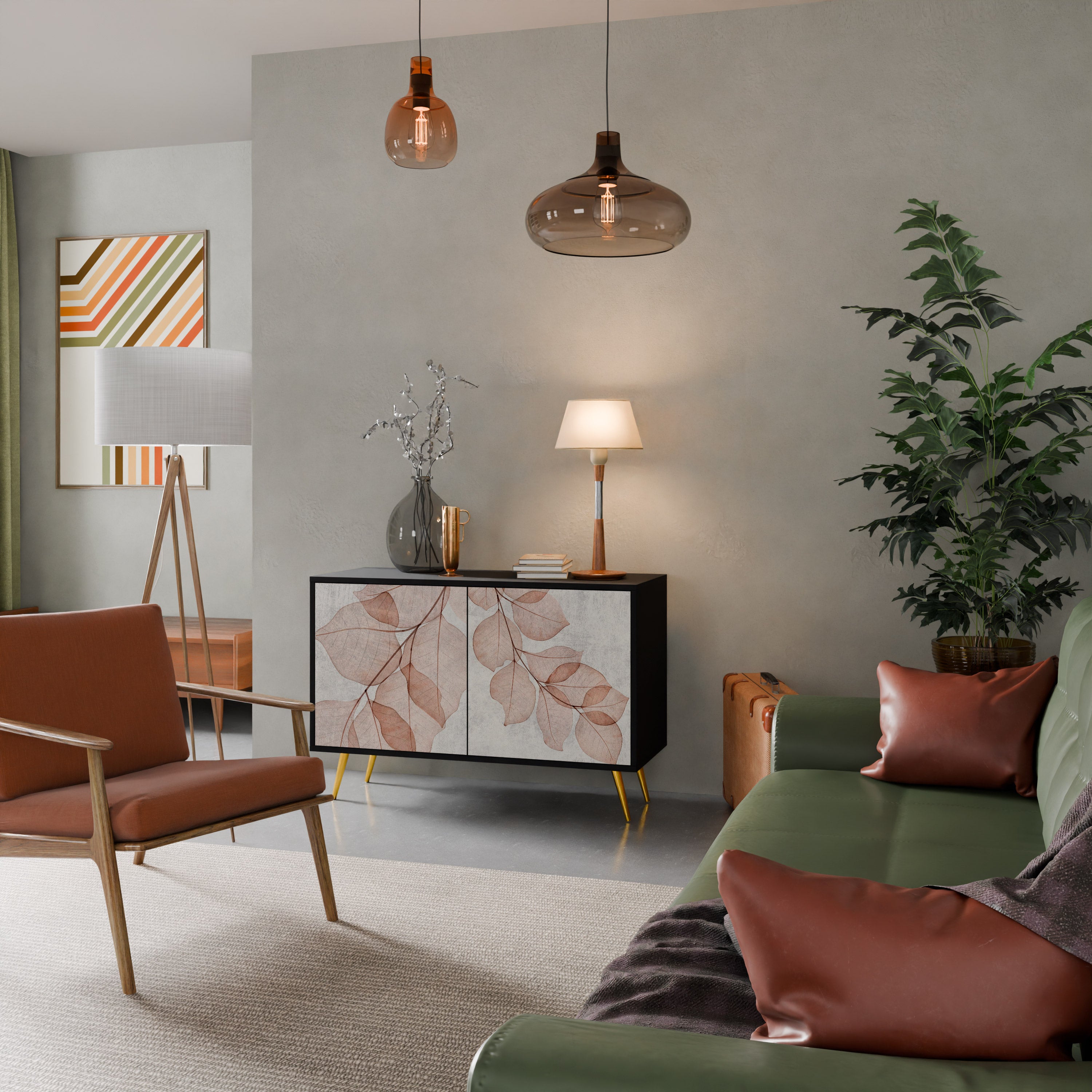 AUTUMN FRAGILITY 2-Door Sideboard in Black Finish