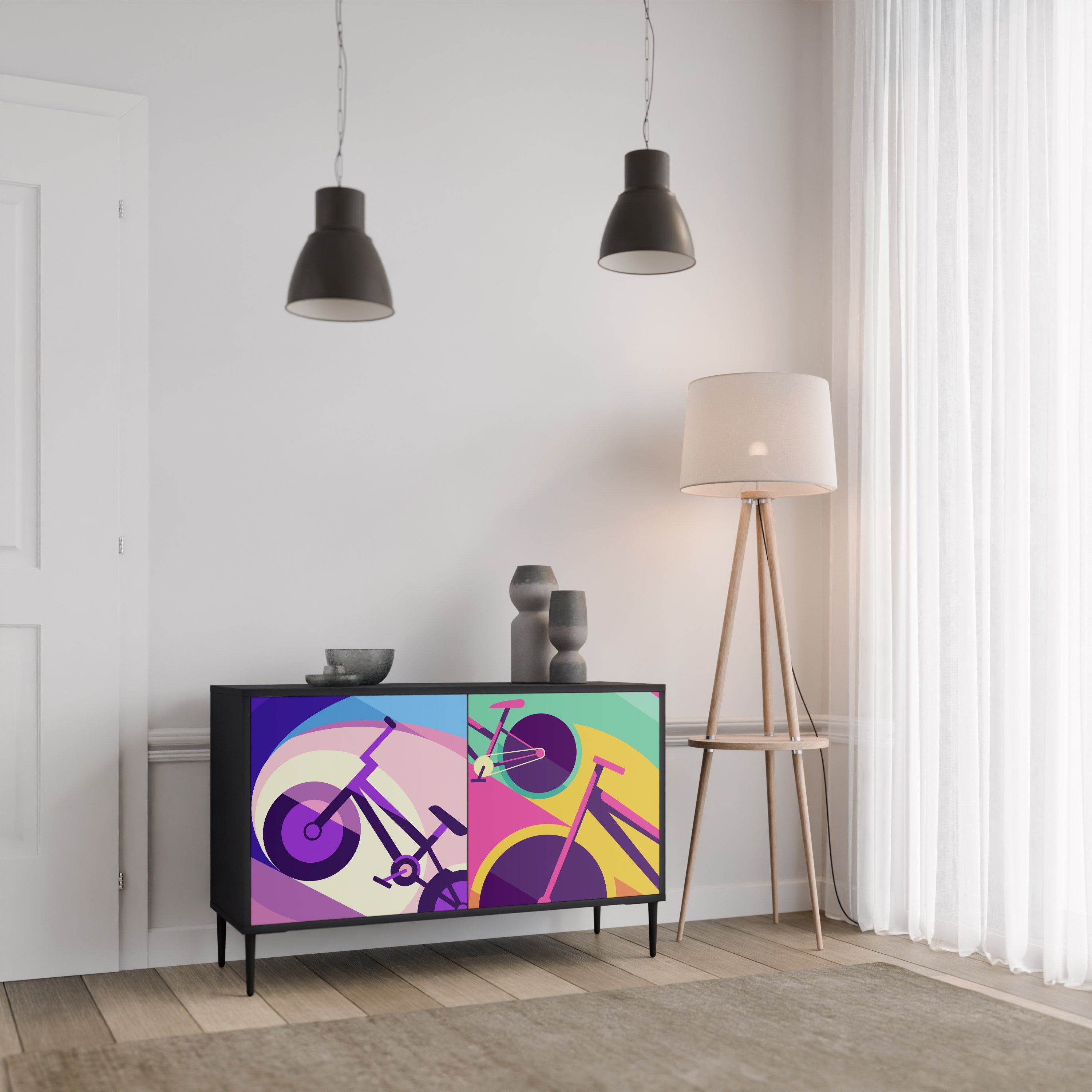 BIKE DREAMS 2-Door Sideboard in Black Finish