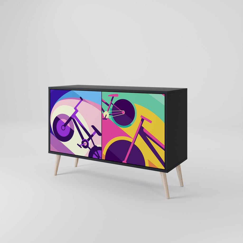 BIKE DREAMS 2-Door Sideboard in Black Finish