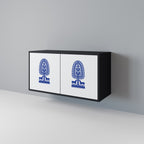 POLISH FOLK ART Aparador de 2 Puertas en Acabado Negro