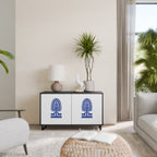 POLISH FOLK ART Aparador de 2 Puertas en Acabado Negro