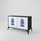 POLISH FOLK ART Aparador de 2 Puertas en Acabado Negro