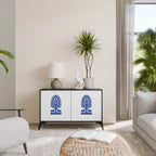 POLISH FOLK ART Aparador de 2 Puertas en Acabado Negro