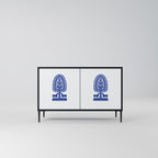 POLISH FOLK ART Aparador de 2 Puertas en Acabado Negro