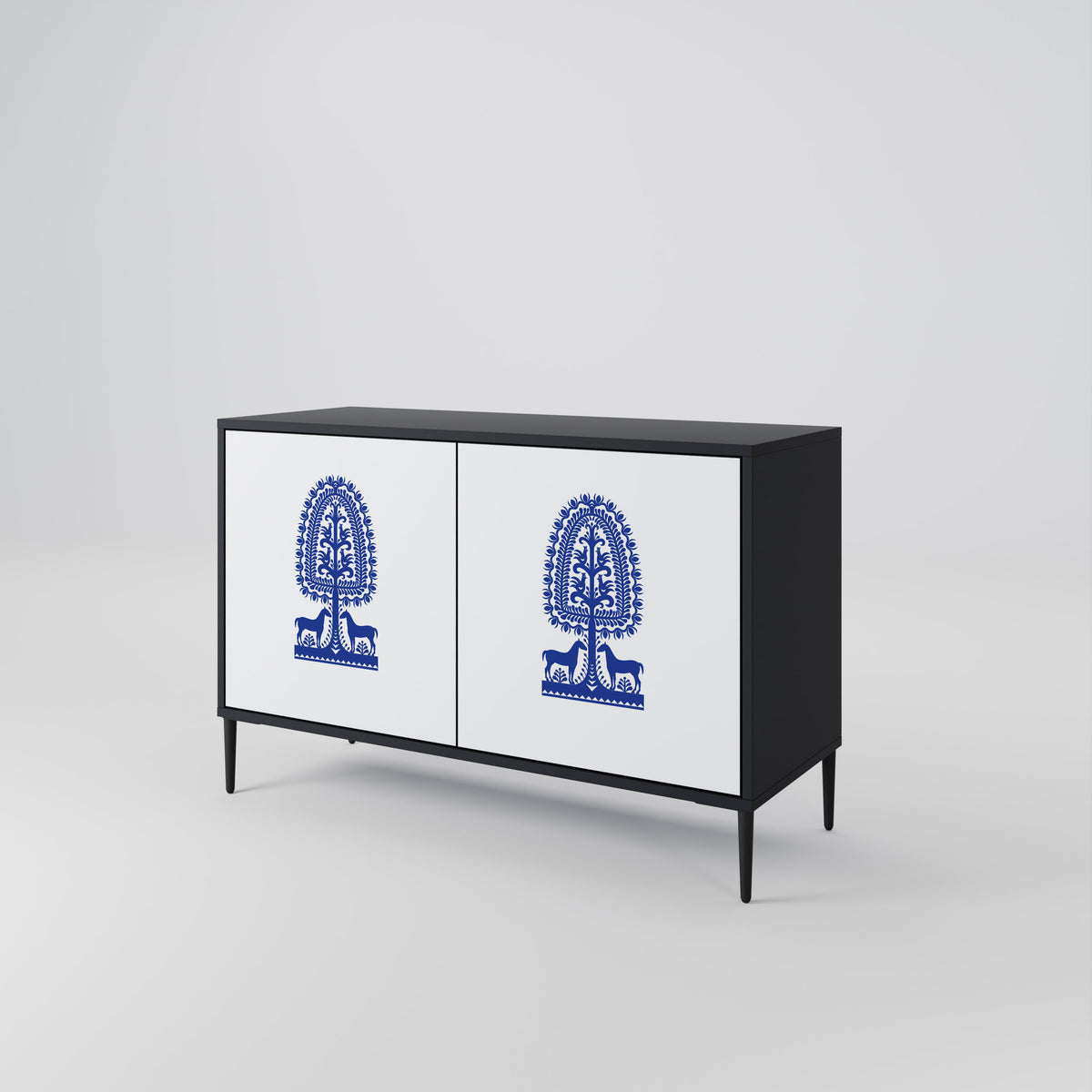 POLISH FOLK ART Aparador de 2 Puertas