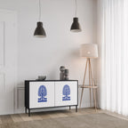 POLISH FOLK ART Aparador de 2 Puertas en Acabado Negro