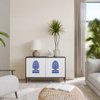 POLISH FOLK ART Aparador de 2 Puertas en Acabado Negro