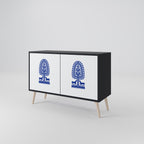 POLISH FOLK ART Aparador de 2 Puertas en Acabado Negro