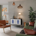 POLISH FOLK ART Aparador de 2 Puertas en Acabado Negro