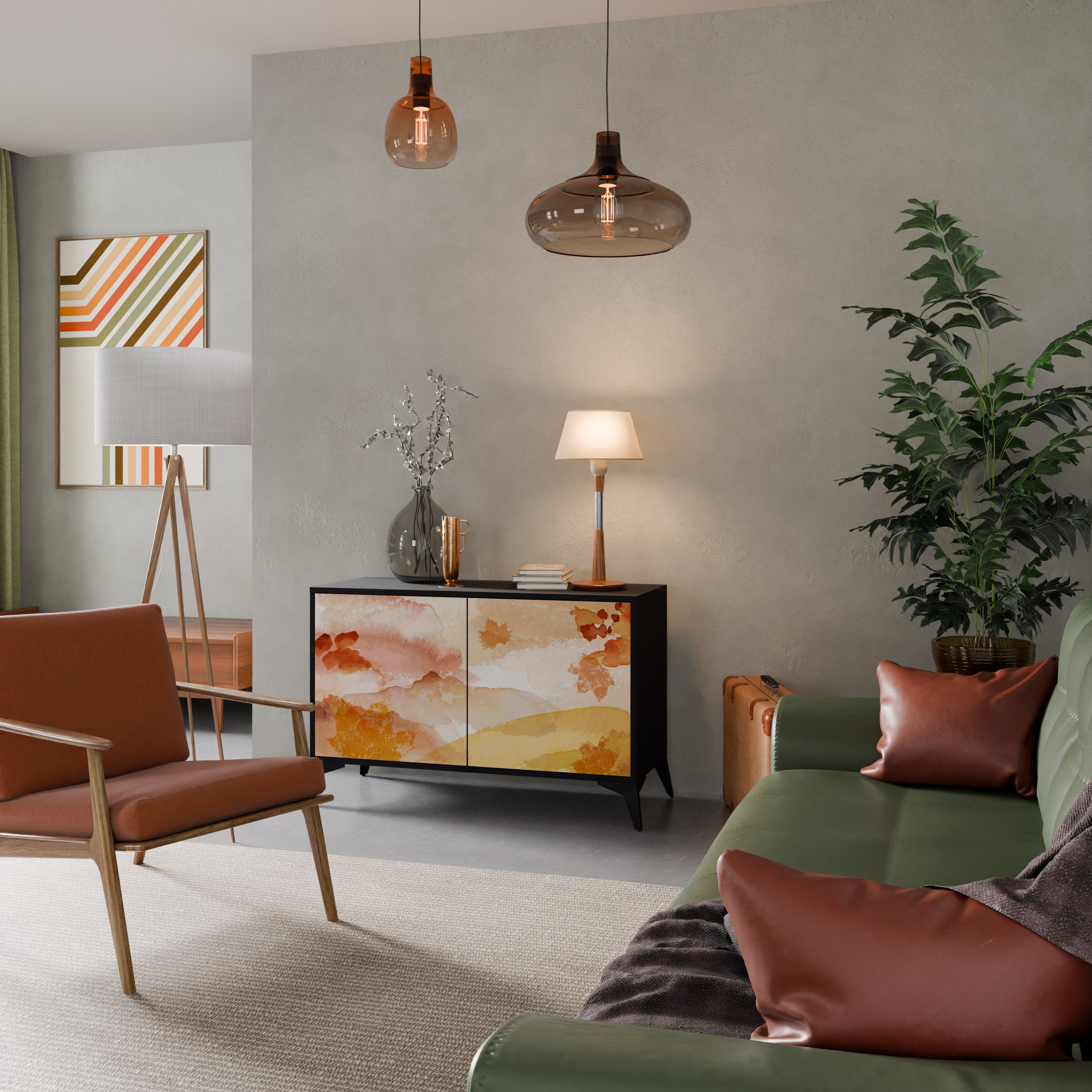 TRACES OF AUTUMN 2-Door Sideboard in Black Finish