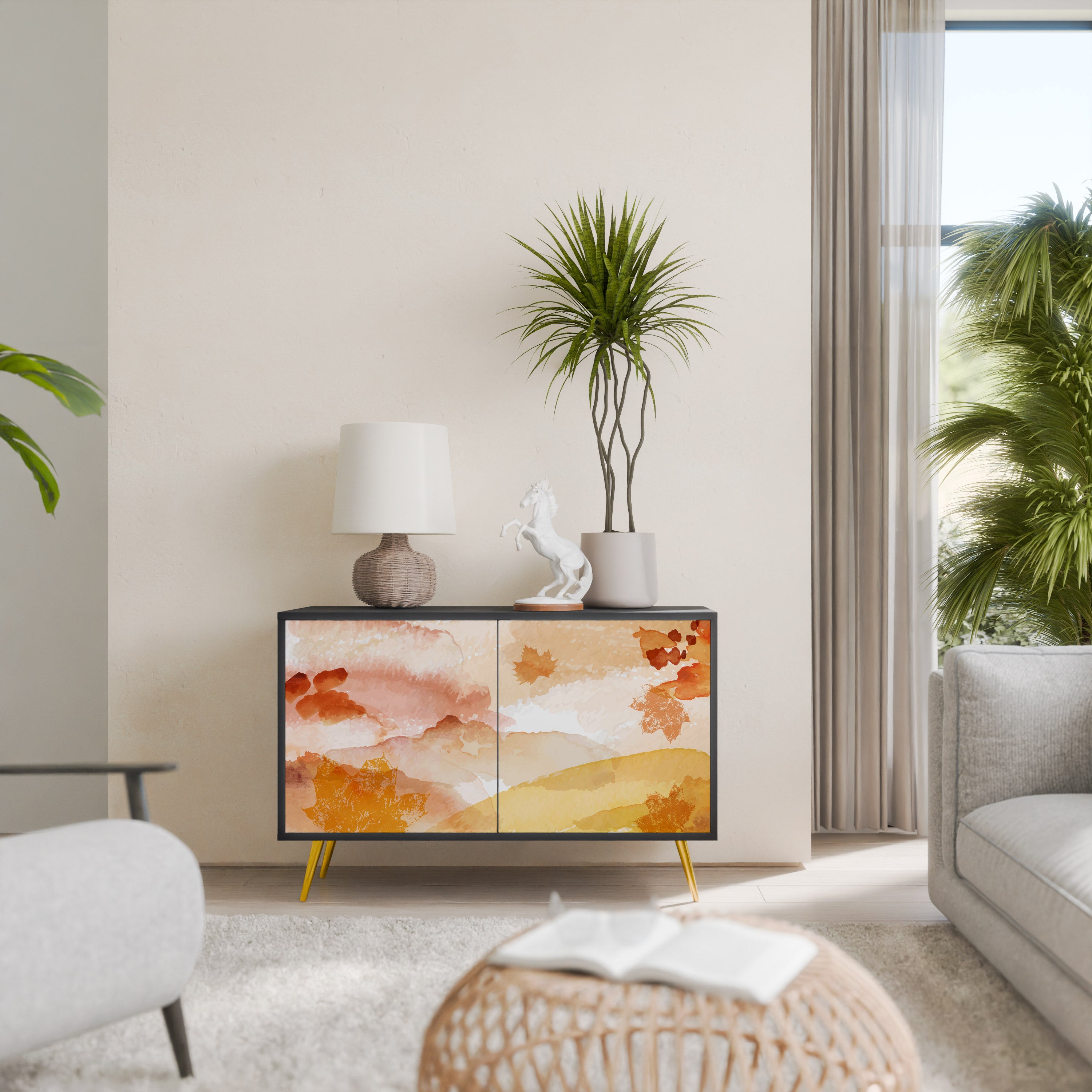 TRACES OF AUTUMN 2-Door Sideboard in Black Finish